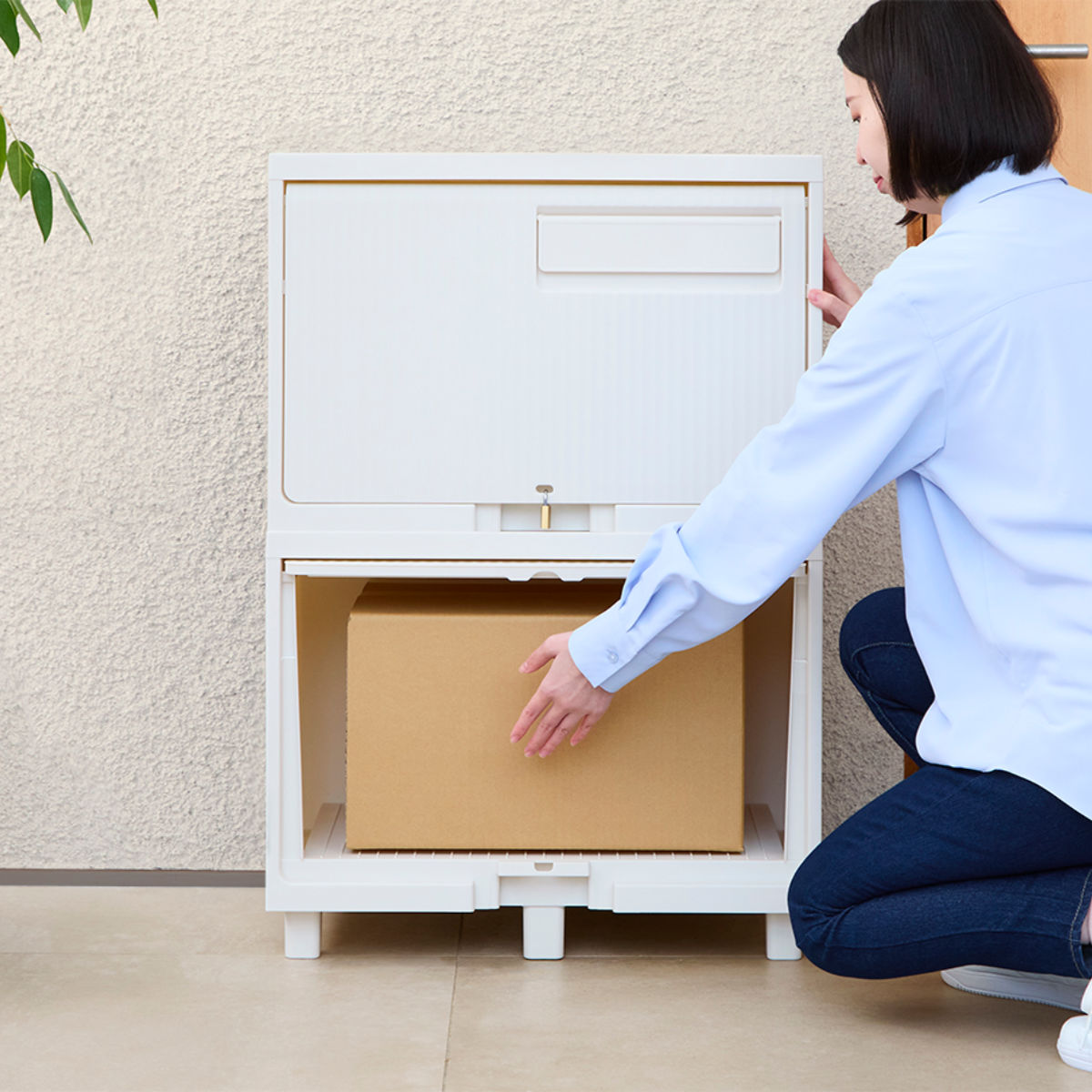 宅配ボックス 積み重ねても受け取れる宅配ボックス ( 宅配 ボックス ポスト一体型 ポスト 宅配ポスト 一戸建て用 スタッキング 1段 据え置き 置き配用ボックス ステッカー 郵便 郵便受け 宅配BOX 戸建 屋外 ) 【ダークグレー】 ダークグレー