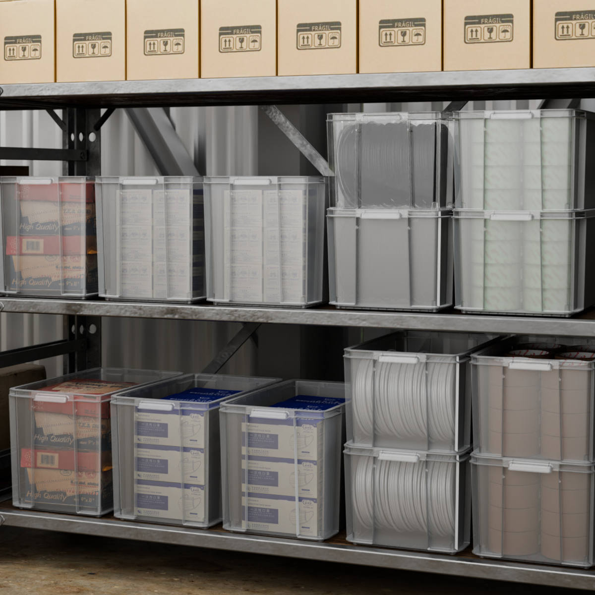 収納ボックス 3個セット ロックス BOX 660L 大容量 幅43×奥行65×高さ30.5cm フタなし ( 収納ケース 積み重ね 丈夫 頑丈 収納 日本製 衣装ケース ストッカー 保管 スタッキング 工具箱 整理整頓 )