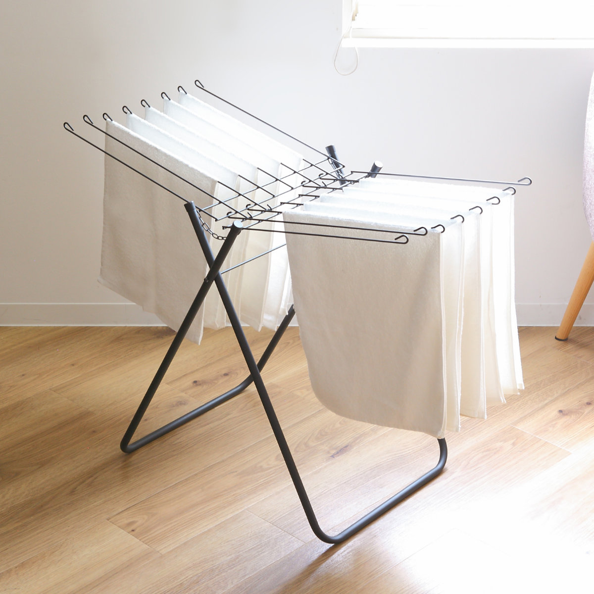 タオルスタンド ブラック ポーリッシュ タオルハンガースタンド ( PORISH タオル掛け 物干し インテリア物干し 洗濯 ランドリー フェイスタオル 16枚 平干し 室内物干し 折り畳み コンパクト )