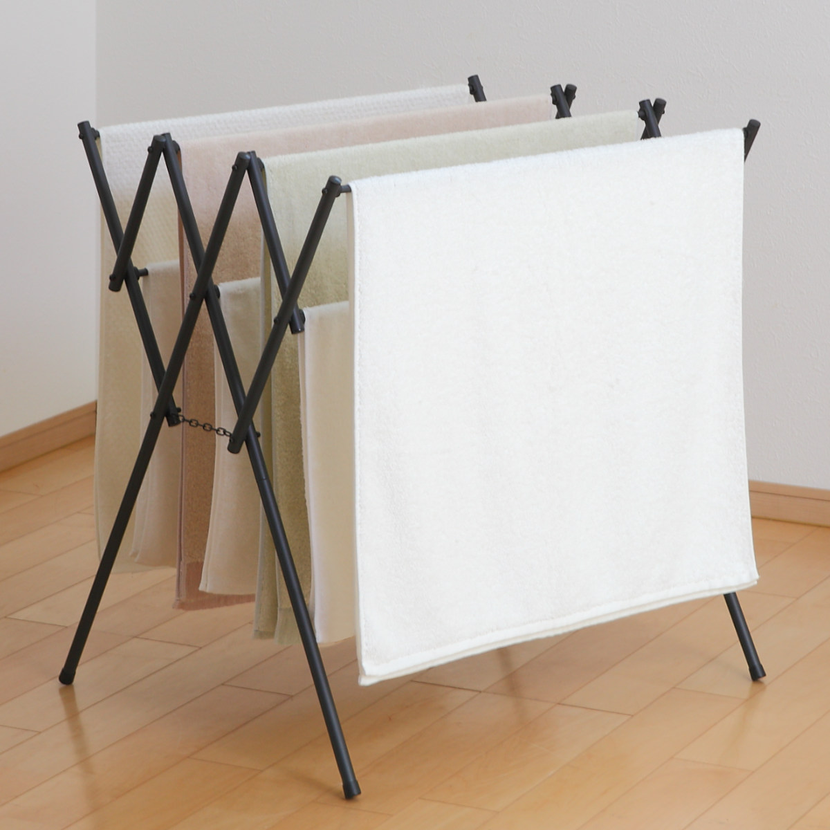 タオルスタンド ブラック ポーリッシュ タオル干し （ PORISH タオル掛け 物干し インテリア物干し 洗濯 ランドリー フェイスタオル バスタオル 室内物干し 折り畳み コンパクト ）