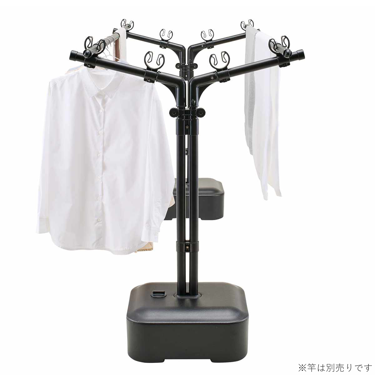 物干し ブロー台 ポーリッシュ ブラック 屋外 ベランダ ( PORISH 物干しスタンド ブロー台付き インテリア物干し 洗濯物干し 衣類 タオル 物干し台 大容量 高さ調節 屋外干し 外干し スタンド 黒 おしゃれ )