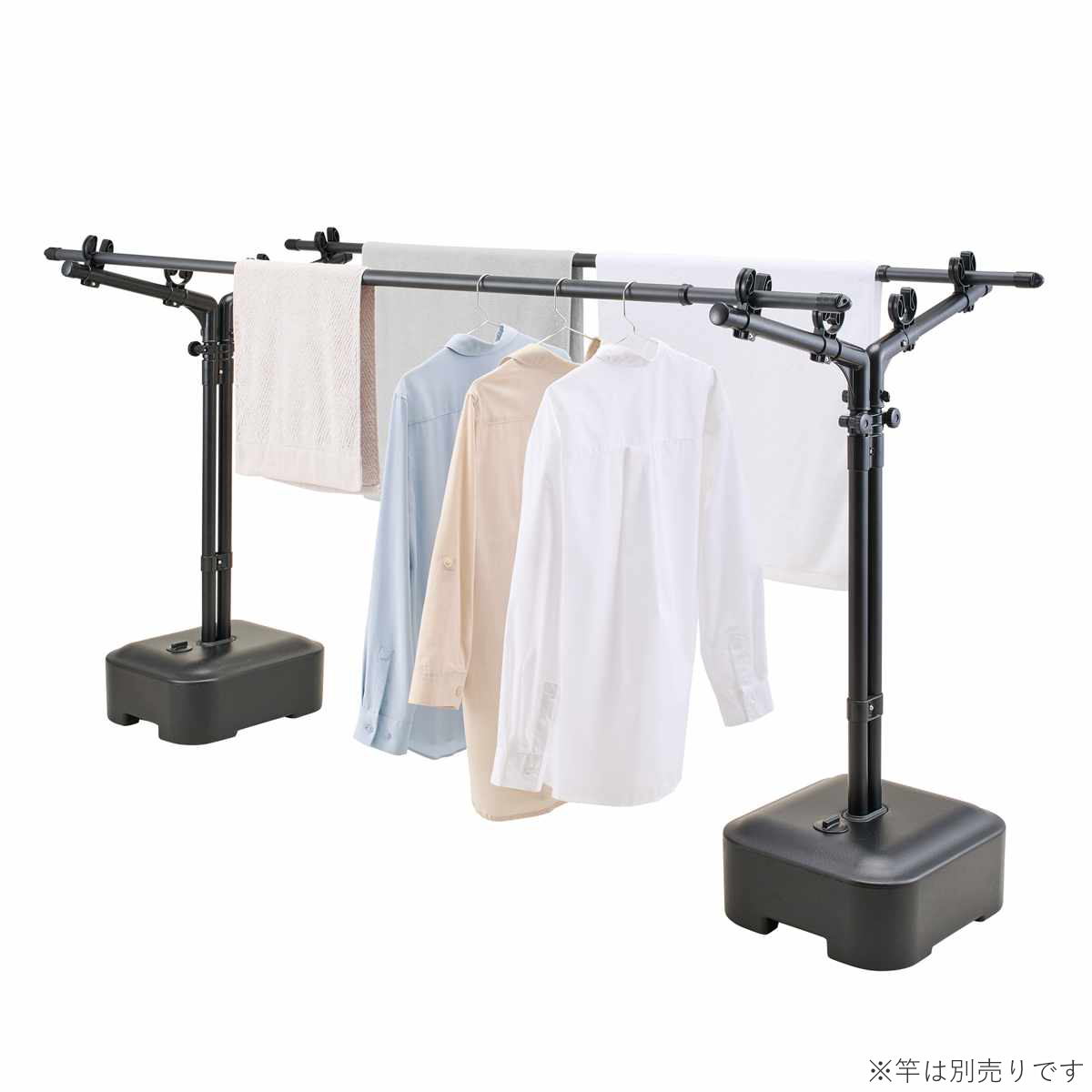 物干し ブロー台 ポーリッシュ ブラック 屋外 ベランダ ( PORISH 物干しスタンド ブロー台付き インテリア物干し 洗濯物干し 衣類 タオル 物干し台 大容量 高さ調節 屋外干し 外干し スタンド 黒 おしゃれ )