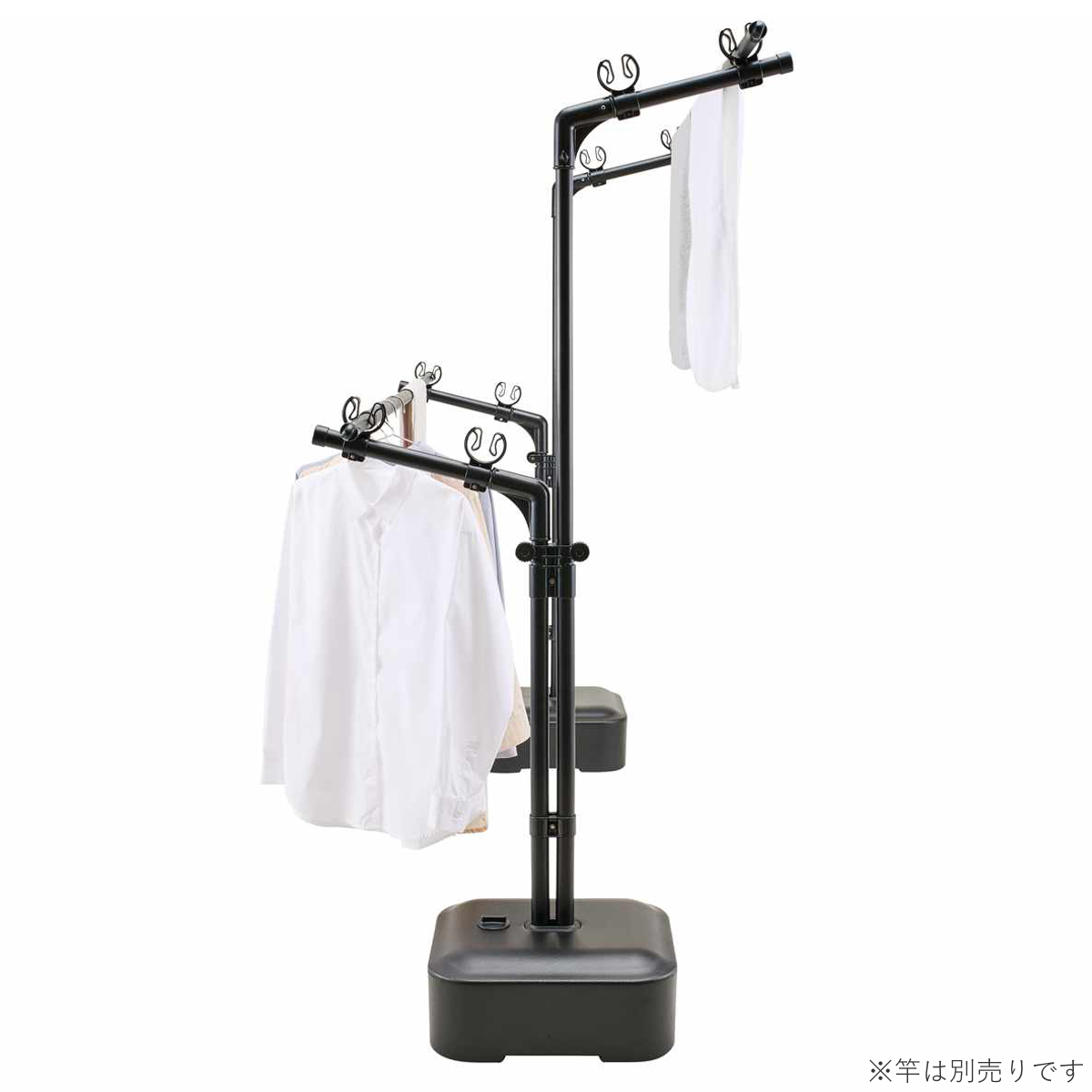 物干し ブロー台 ポーリッシュ ブラック 屋外 ベランダ ( PORISH 物干しスタンド ブロー台付き インテリア物干し 洗濯物干し 衣類 タオル 物干し台 大容量 高さ調節 屋外干し 外干し スタンド 黒 おしゃれ )