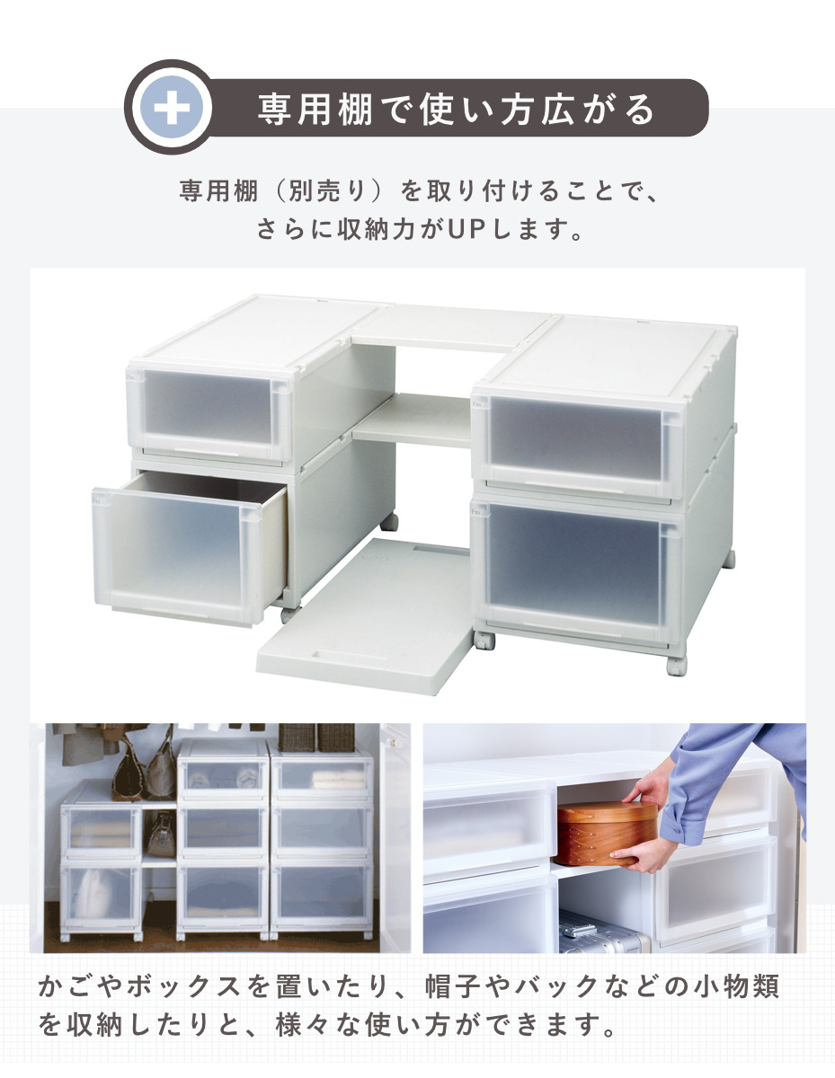 収納ケース 幅44×奥行74×高さ30cm Fits フィッツケース アドバンス 74-44L 押入れ ( フィッツ 収納 プラスチック 衣装ケース 収納ボックス 日本製 引出し 天馬 押入れ収納 クローゼット 積み重ね 押し入れ ) 【ホワイトクリア】 ホワイトクリア