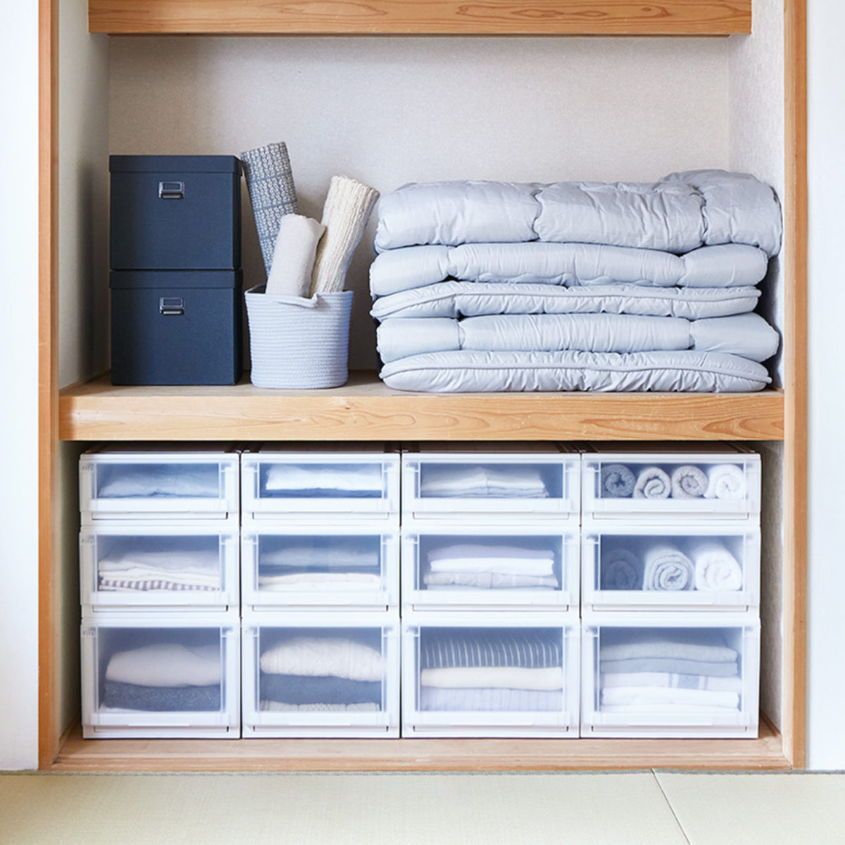 収納ケース 幅44×奥行74×高さ30cm Fits フィッツケース アドバンス 74-44L 押入れ ( フィッツ 収納 プラスチック 衣装ケース 収納ボックス 日本製 引出し 天馬 押入れ収納 クローゼット 積み重ね 押し入れ ) 【ホワイトクリア】 ホワイトクリア