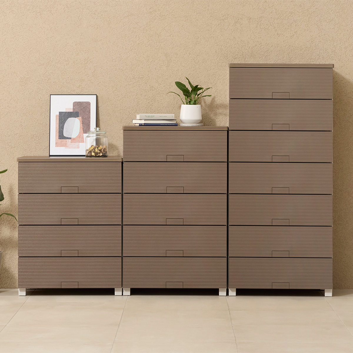 チェスト フィッツチェスト ウッド 6505 5段 Fits 幅65×奥行41×高さ105cm ( タンス 引き出し 収納 衣類収納 日本製 完成品 フィッツ プラスチック 引き出しロック 衣装ケース リビング収納 洋タンス 収納ケース 木製天板 ) 【ベージュ】 ベージュ