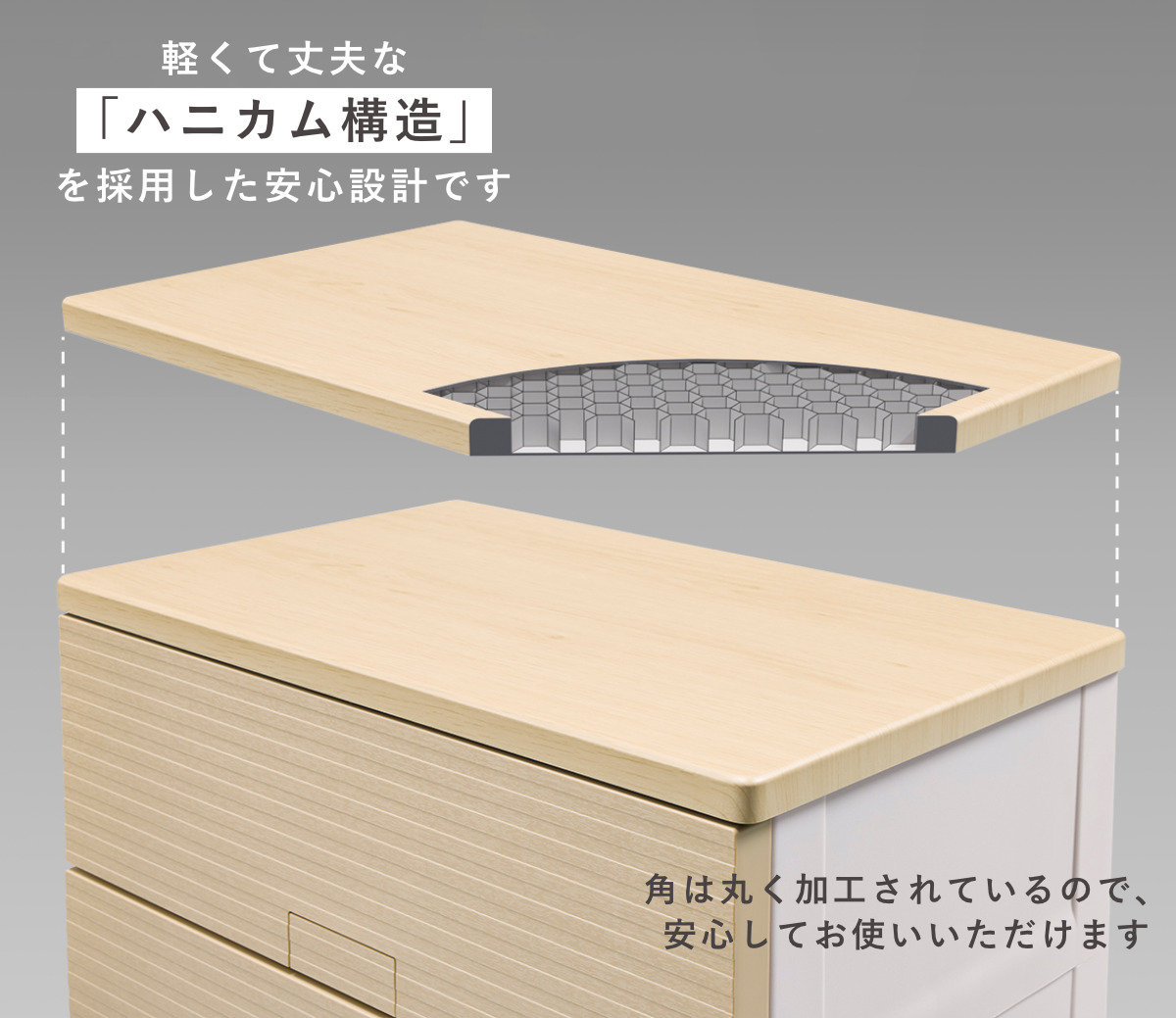 チェスト フィッツチェスト ウッド 6505 5段 Fits 幅65×奥行41×高さ105cm ( タンス 引き出し 収納 衣類収納 日本製 完成品 フィッツ プラスチック 引き出しロック 衣装ケース リビング収納 洋タンス 収納ケース 木製天板 ) 【ベージュ】 ベージュ