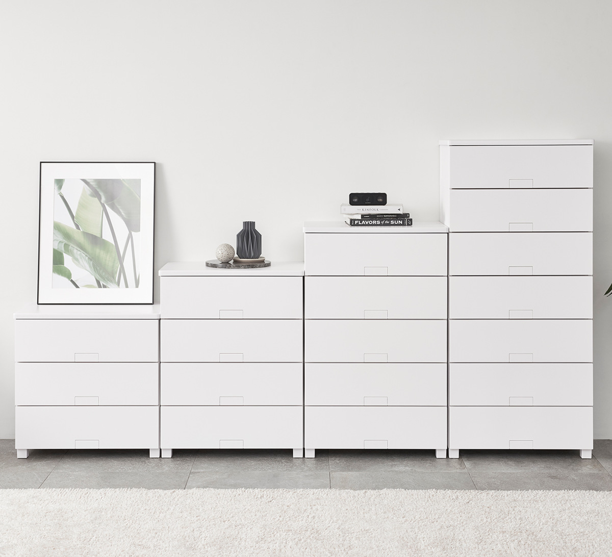 チェスト フィッツチェスト フルフラット 7504 4段 幅75×奥行41×高さ85cm ( タンス 引き出し 収納 衣類収納 完成品 プラスチック 引き出しロック フィッツ 衣装ケース リビング収納 収納ケース 洋タンス ストッパー付き ) 【ホワイト】 ホワイト