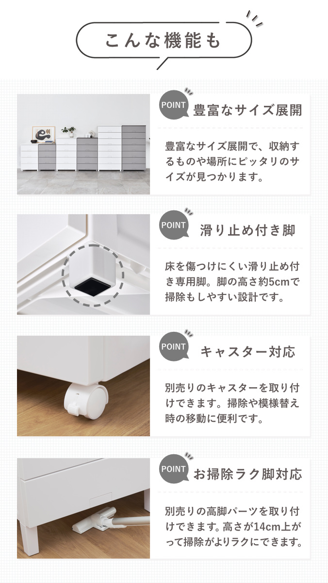 チェスト フィッツチェスト フルフラット 7505 5段 幅75×奥行41×高さ105cm ( タンス 引き出し 収納 衣類収納 完成品 プラスチック 引き出しロック フィッツ 衣装ケース リビング収納 収納ケース 洋タンス ストッパー付き ) 【グレー】 グレー