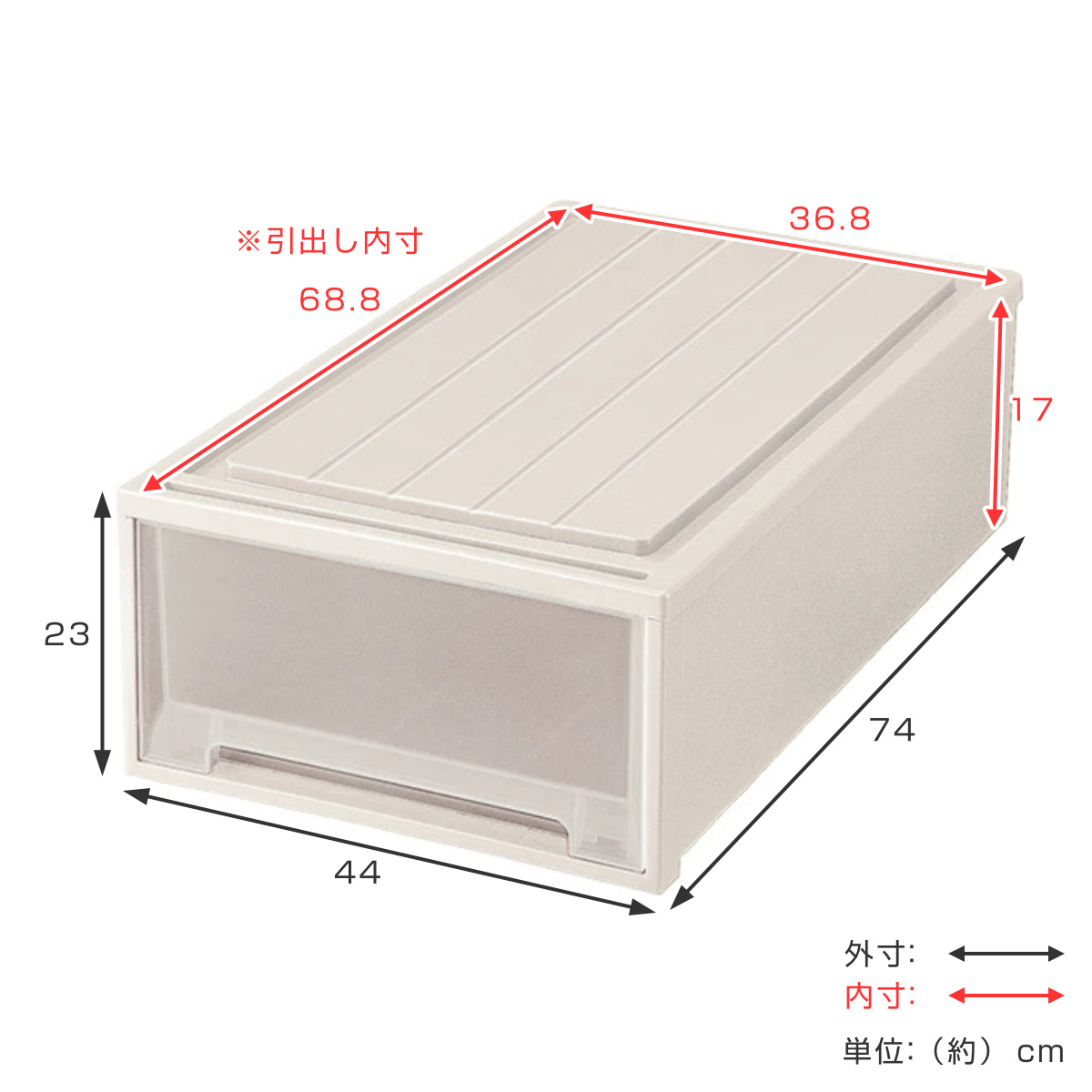 収納ケース 4個セット Fitsケースに積み重ねられる ビュートケース ワイド W-23 引き出し 押入れ ( 収納 衣装ケース 積み重ね 幅44 奥行74 高さ23 天馬 日本製 押し入れ収納ケース スタッキング 収納ボックス 押し入れ 押入れ収納 )
