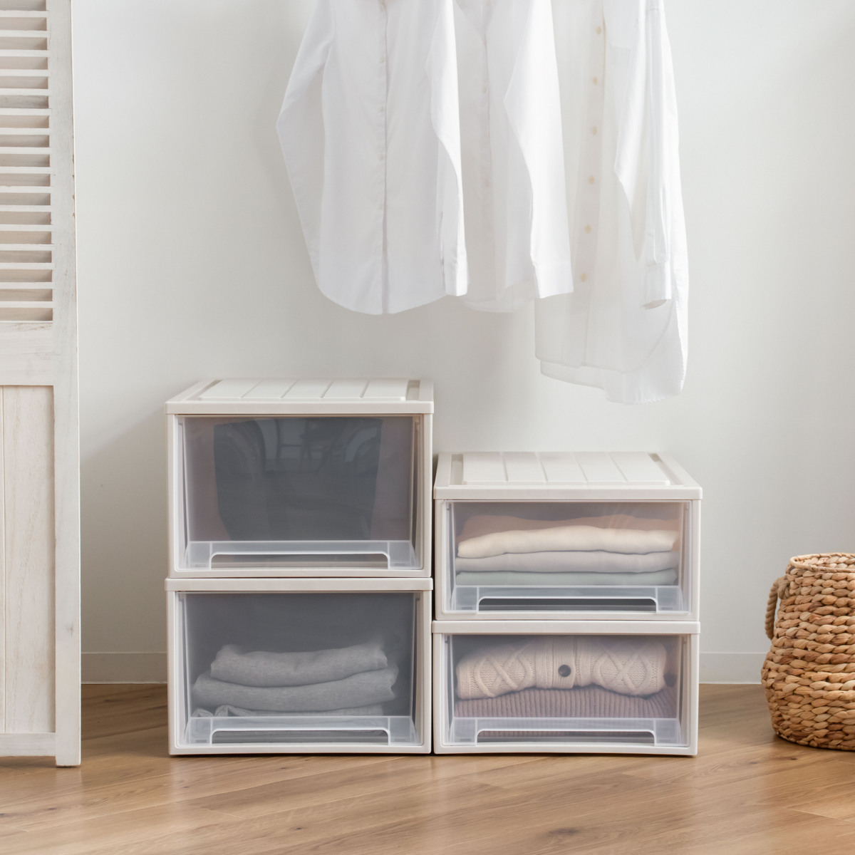 収納ケース 2個セット Fitsケースに積み重ねられる ビュートケース ワイド W-23 引き出し 押入れ ( 収納 衣装ケース 積み重ね 幅44 奥行74 高さ23 天馬 日本製 押し入れ収納ケース スタッキング 収納ボックス 押し入れ 押入れ収納 )