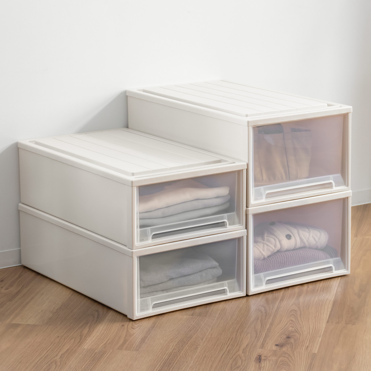 収納ケース 2個セット Fitsケースに積み重ねられる ビュートケース ワイド W-30 引き出し 押入れ ( 収納 衣装ケース 積み重ね 幅44 奥行74 高さ30 天馬 日本製 押し入れ収納ケース スタッキング 収納ボックス 押し入れ 押入れ収納 )