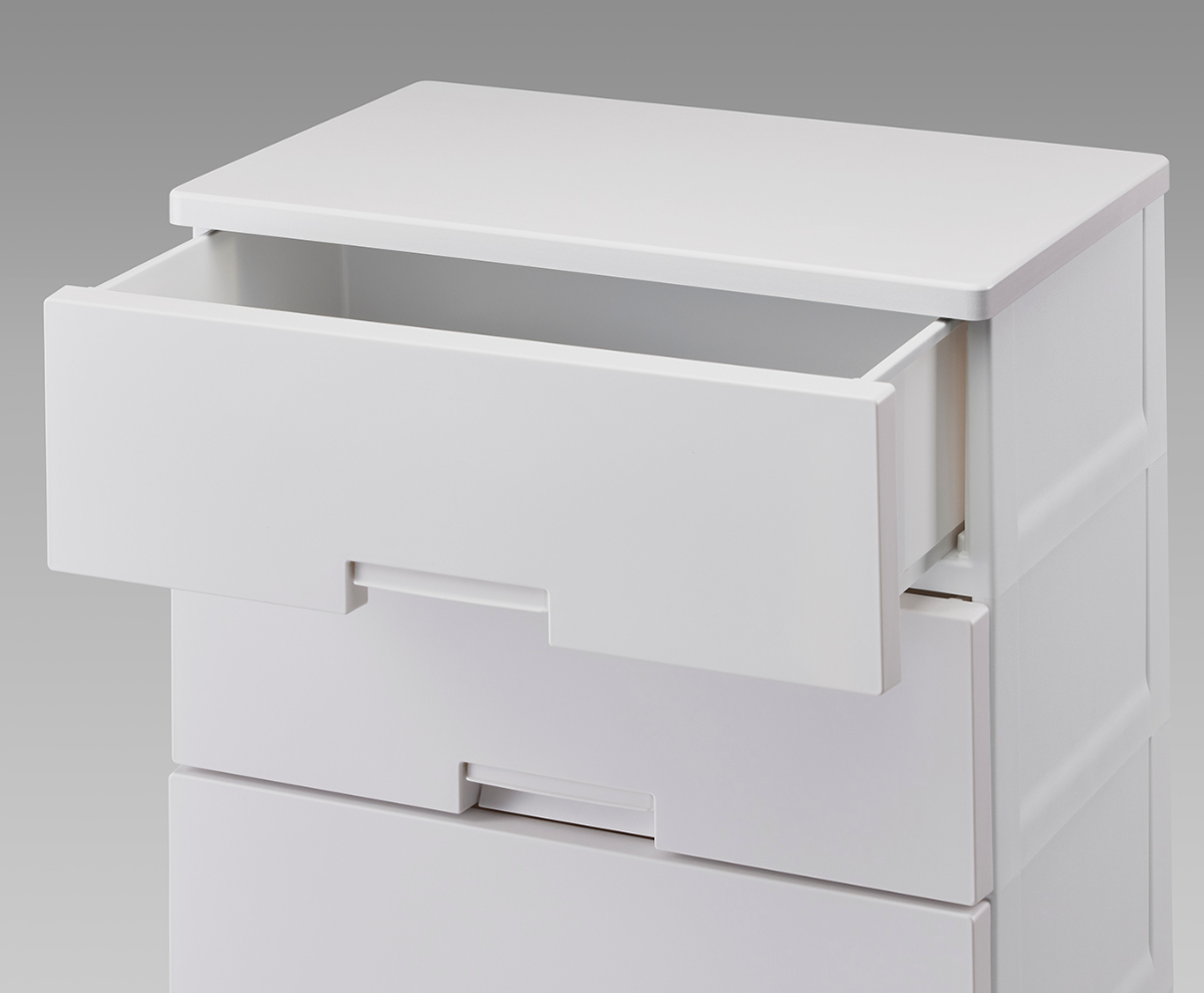 チェスト キャスター付き フィッツチェスト 6505 5段 ( タンス 引き出し 収納 衣類収納 日本製 完成品 フィッツ プラスチック 引き出しロック 衣装ケース リビング収納 洋タンス 収納ケース 木製天板 ) 【ホワイト】 ホワイト