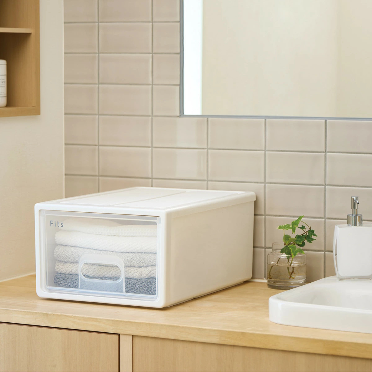 収納ケース Fits フィッツ フィッツケース S 引き出し 2個セット ( 収納ボックス 収納 ケース 小物収納 幅33 奥行47 高さ21.5 天馬 日本製 衣装ケース 積み重ね 押し入れ クローゼット収納 引き出し収納 小物 プラスチック ) 【ホワイトクリア】 ホワイトクリア