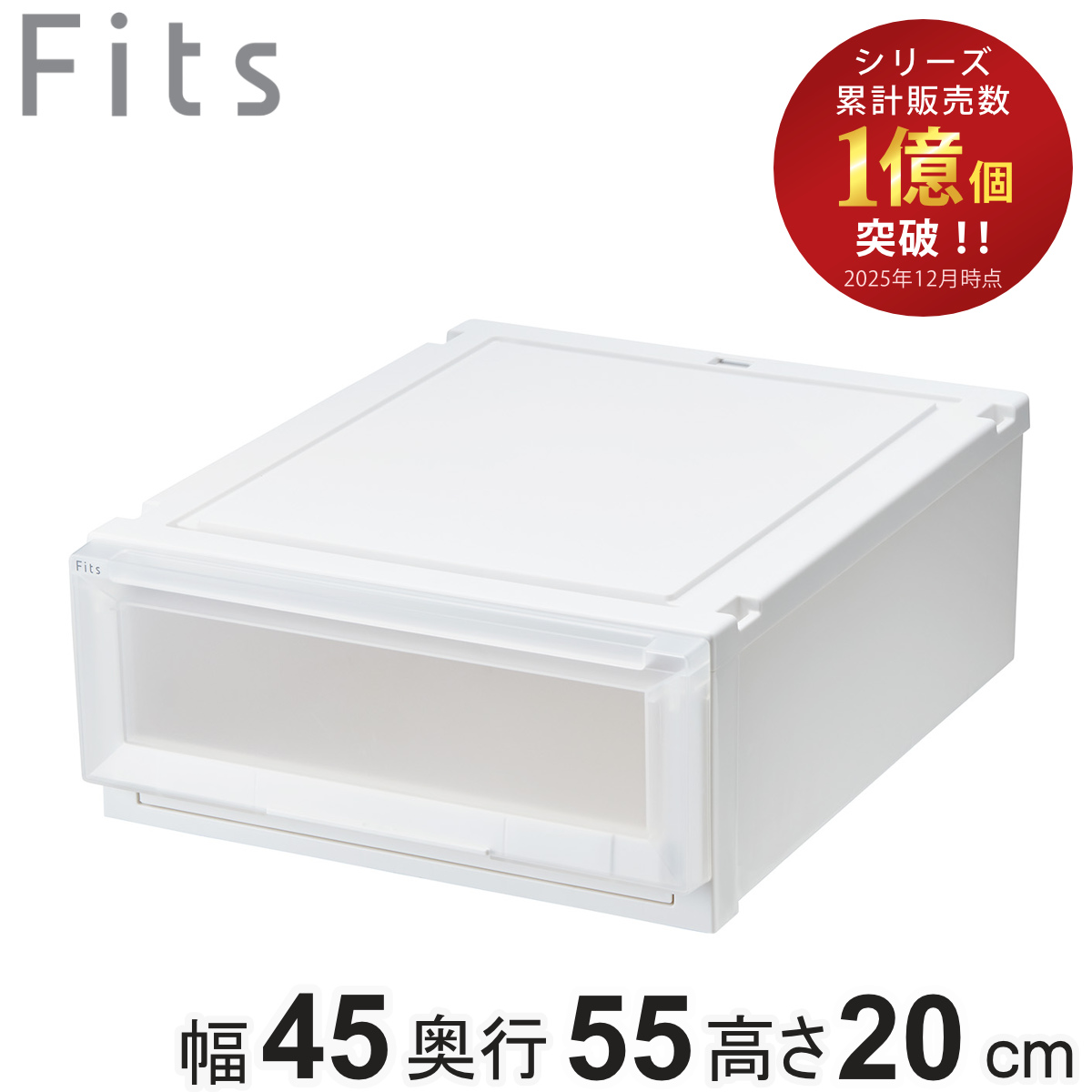収納ケース 幅45×奥行55×高さ20cm Fits フィッツケース アドバンス 4520 クローゼット （ 収納 収納ボックス 引き出し 日本製 プラスチック 衣装ケース 天馬 押し入れ 積み重ね 衣類収納 ） 【ホワイトクリア】