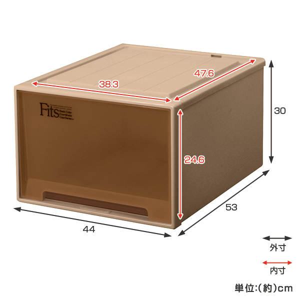 dショッピング |収納ケース Fits フィッツケース クローゼット ワイドL-53 同色4個セット （ MONO ホワイト ブラウン 引き出し  収納ボックス 衣装ケース フィッツ 収納 クローゼット収納 モノ ケース ボックス プラスチック 日本製 ） 【 ホワイト 】 | カテゴリ：収納  ...