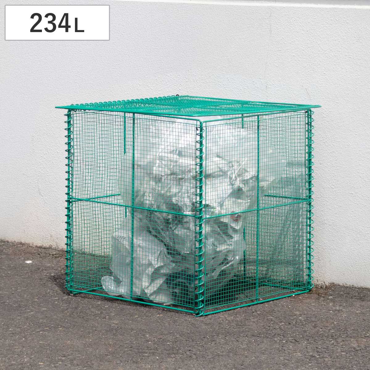 ゴミ収集 ゴミステーション 234L 折りたたみ 幅60×奥行60×高さ65cm （ ゴミ箱 ゴミ置き場 大容量 ゴミストッカー カラスよけ 収集ボックス 上開き 234リットル スチール製 ゴミ 集積庫 ボックス 底なし 屋外 大型 カラス対策 ）