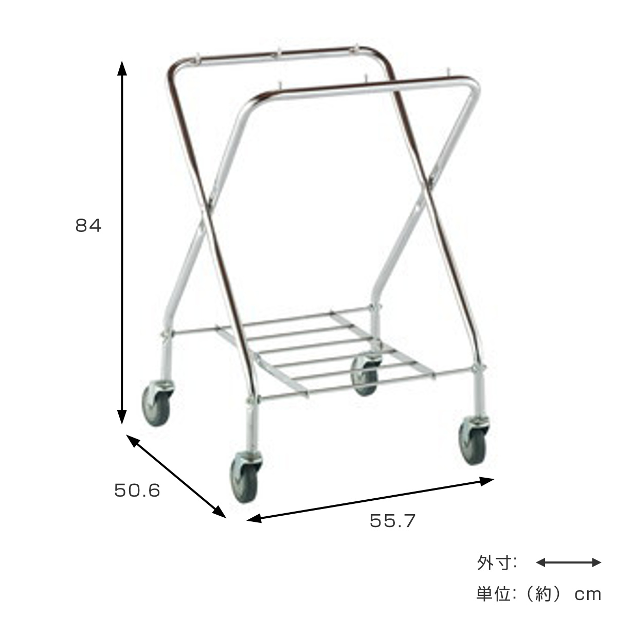 フレーム BMダストカー 本体 小 直径10cmキャスター ( 法人限定 台車 カート 132L用 折り畳み式 フレームのみ ゴミ箱 コンパクト 小型 業務用 ダストカート 運搬台車 スチール製 運搬 回収 )