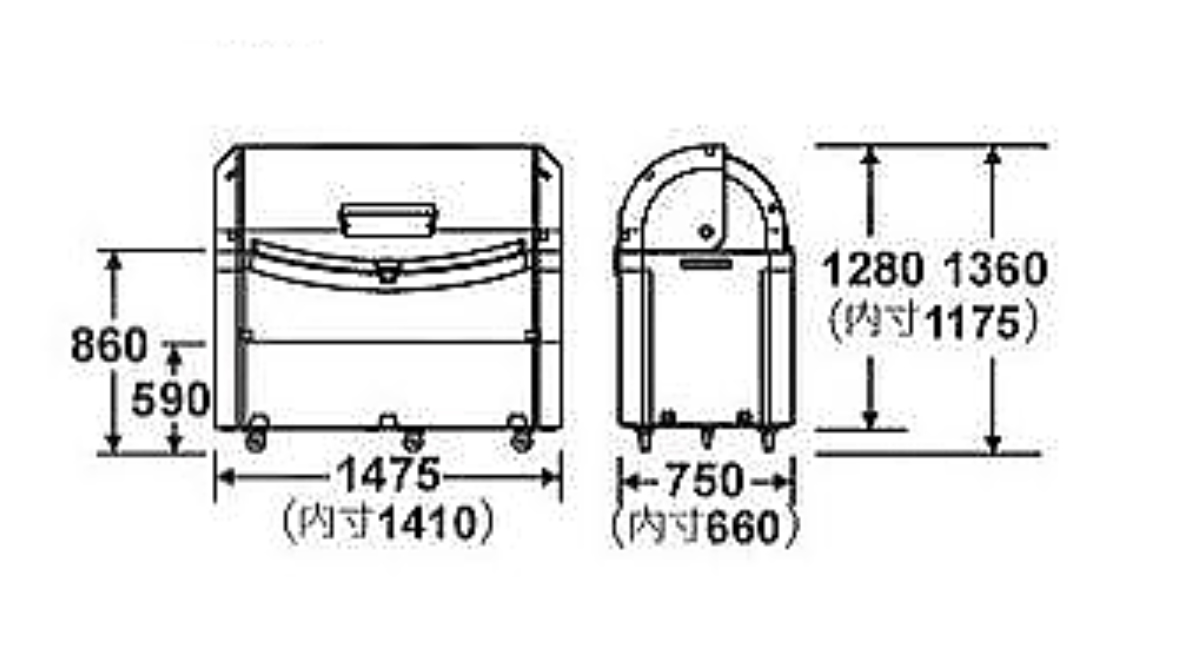 ゴミ箱 約1000L ワイドペールST1000 キャスター付き ( 法人限定 ごみ箱 1000リットル スライド蓋 カギ穴付き 排水口付き ストッパー付きキャスター 屋外収納 コンテナ 収納庫 ゴミ置き場 物置 保管庫 倉庫 鍵別売り )