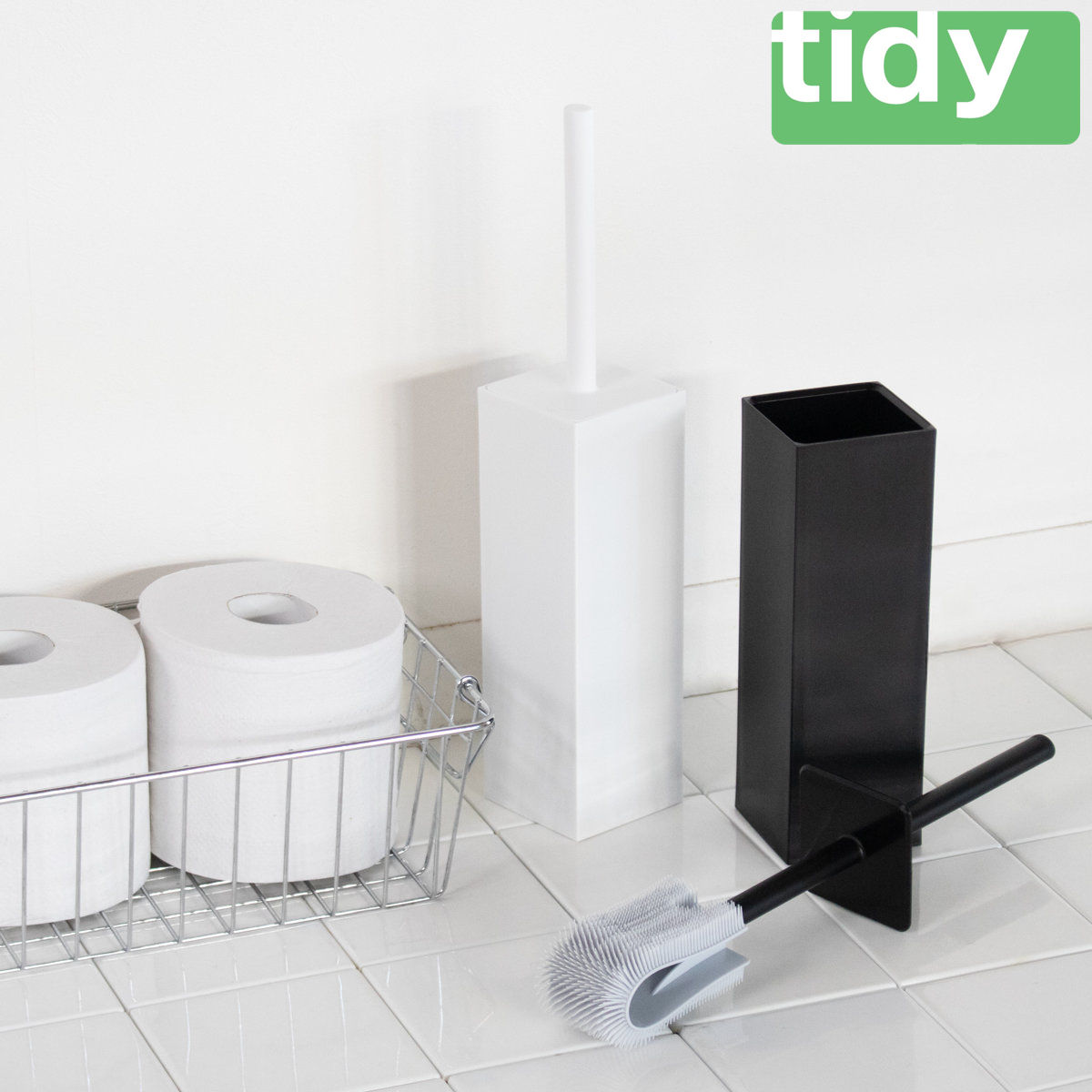 tidy トイレブラシ コンパクト ケース付き PlaTawa for toilet compact ( ティディ プラタワ フォートイレ シリコン 衛生的 トイレ掃除 トイレ ブラシ ブラック ホワイト シンプル おしゃれ ) 【ホワイト】