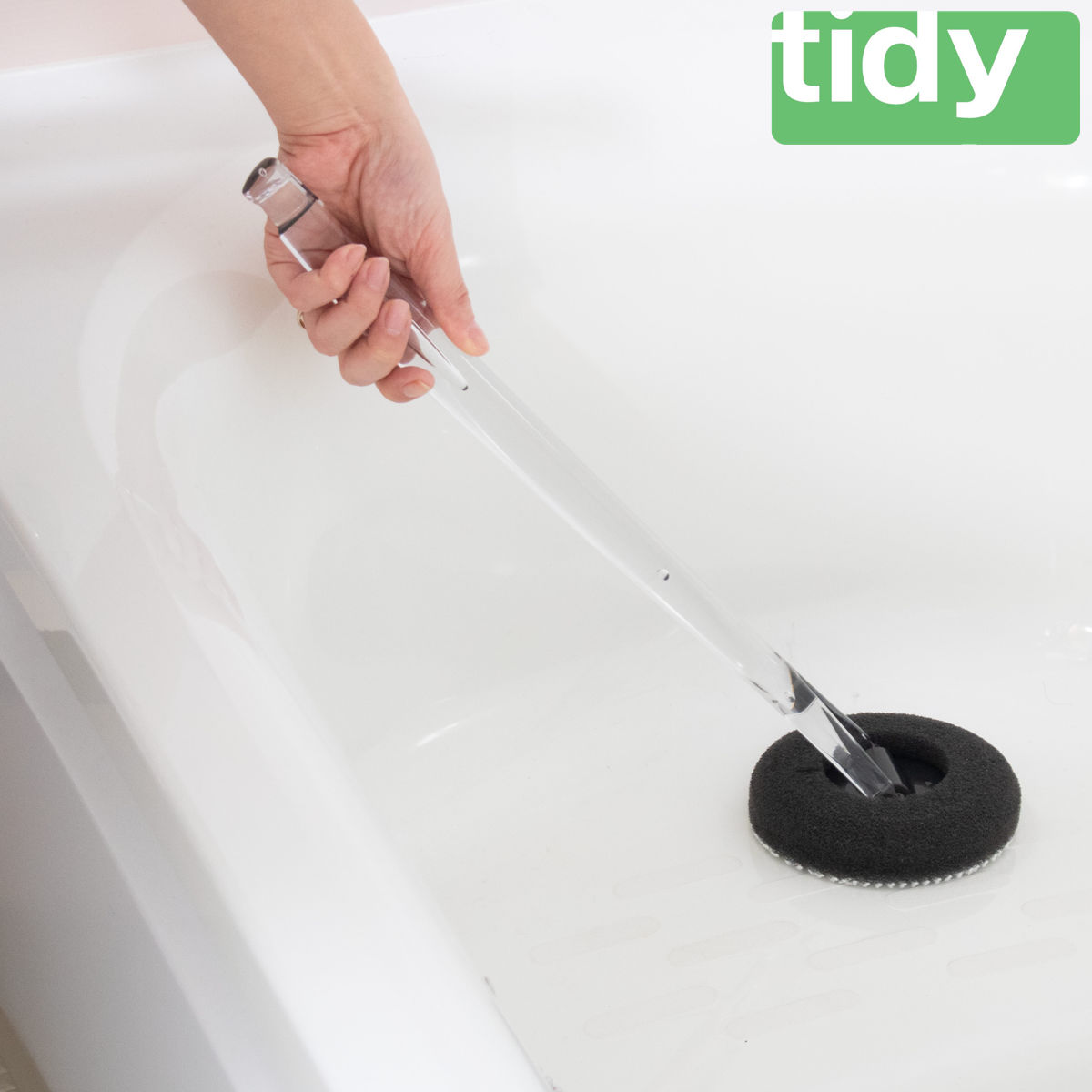 tidy バススポンジ 柄付き BathSponge （ ティディ お風呂掃除 ブラシ スポンジ 浴室 浴槽 掃除 バスタブ 風呂床 ミクロブラシ 掃除用スポンジ クリア ブラック おしゃれ ）