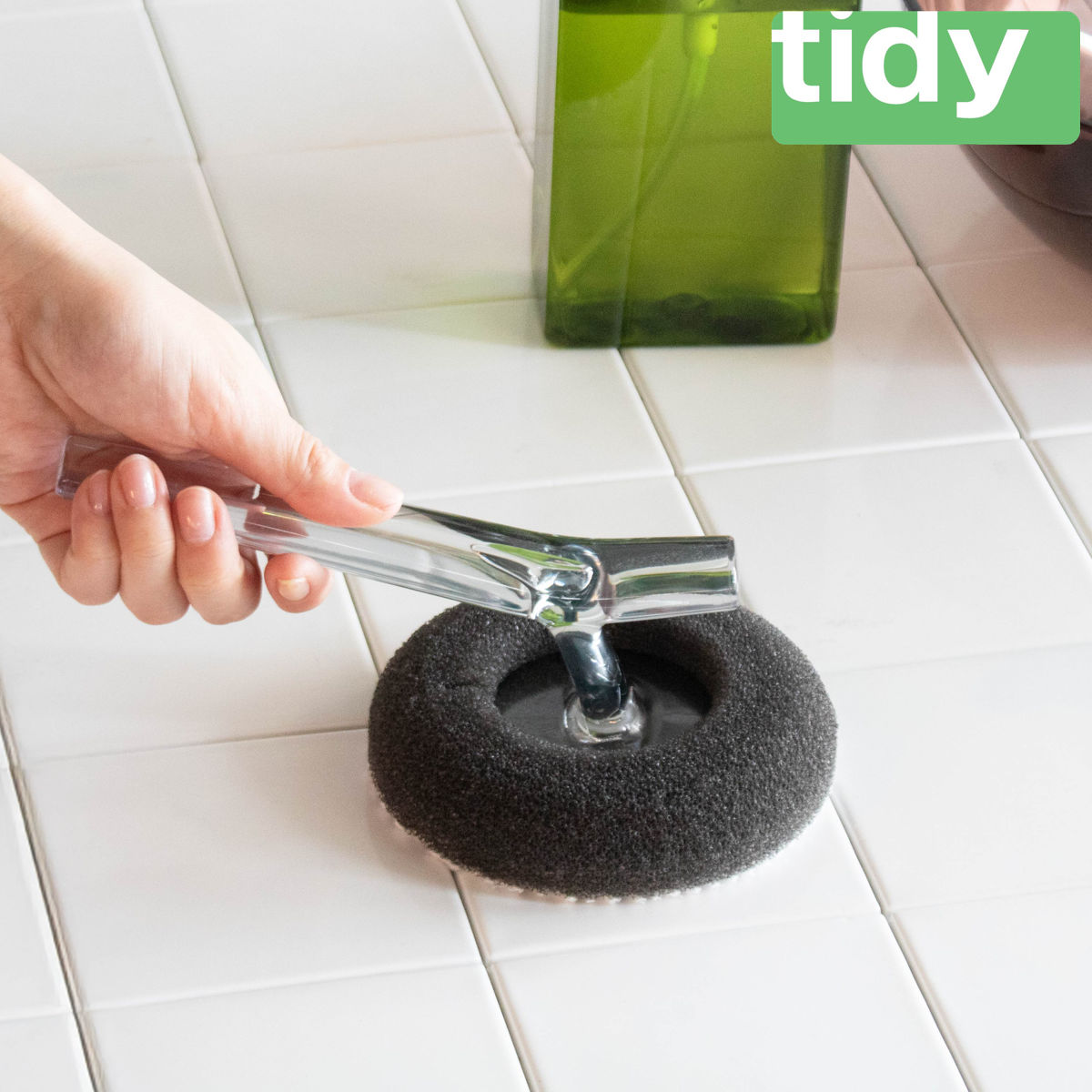 tidy バススポンジ ハンディタイプ HandySponge ( ティディ お風呂掃除 ブラシ スポンジ 浴室 浴槽 掃除 バスタブ 風呂床 ミクロブラシ 掃除用スポンジ クリア ブラック おしゃれ )