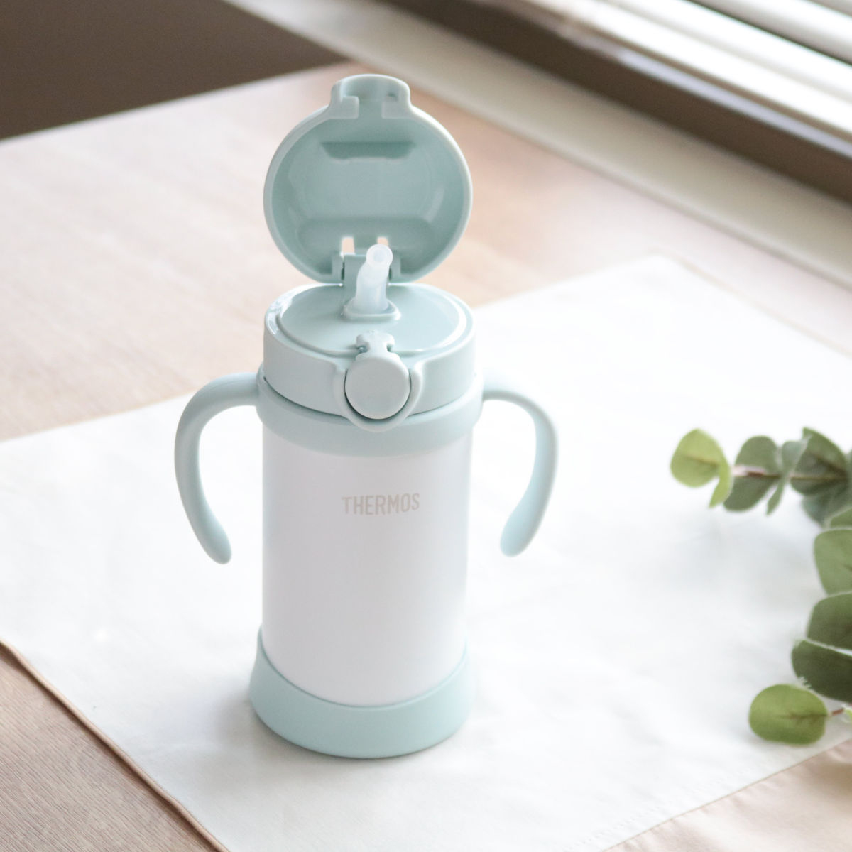 サーモス ストローマグ 魔法瓶 水筒 まほうびんのベビーストローマグ 無地 FJT-350 ( thermos THERMOS ベビーマグ まほうびん 350ml 保冷 両手 かわいい マグ トレーニングマグ 両手マグ ストロー ベビー 赤ちゃん シンプル ) 【サンドベージュ】 サンドベージュ