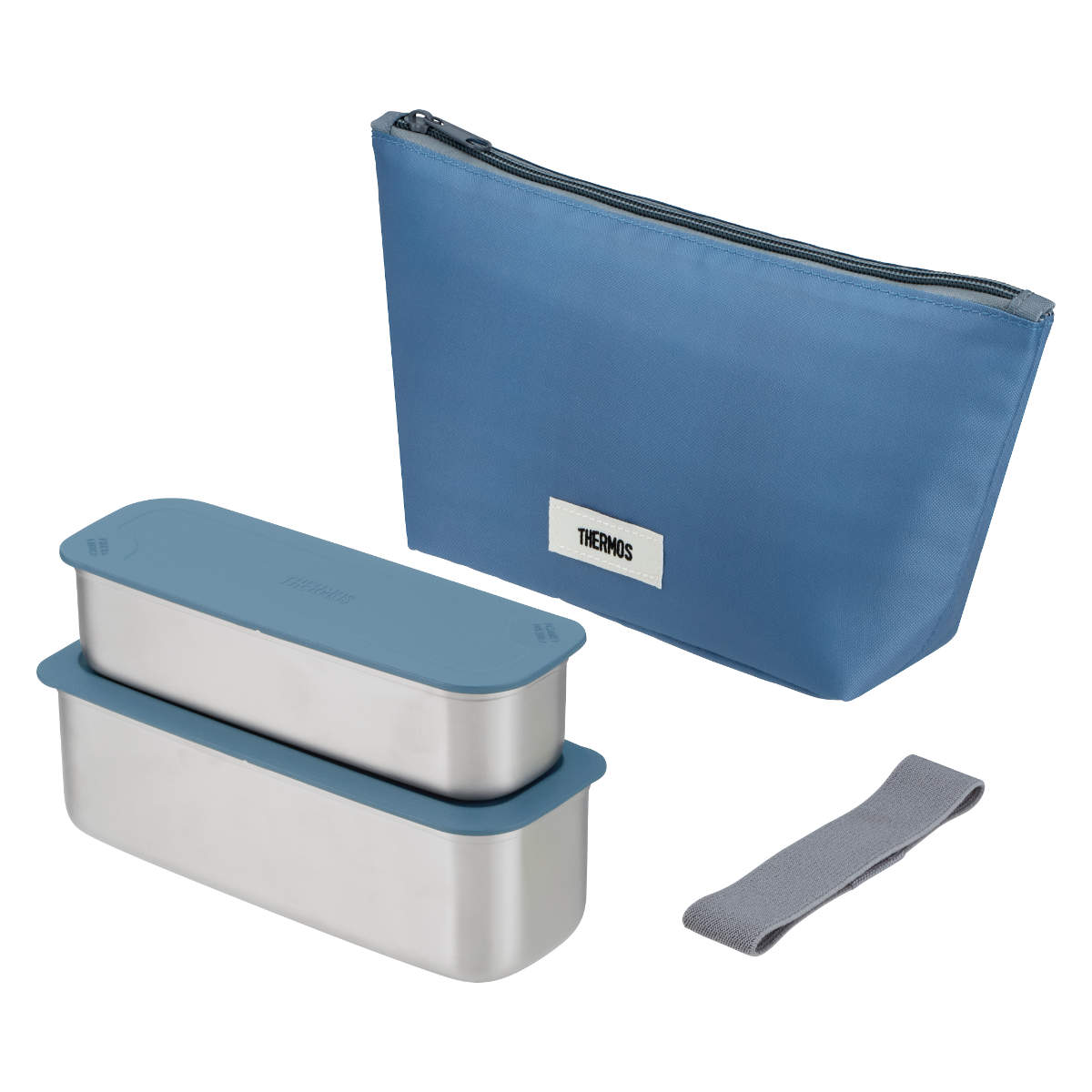 サーモス 弁当箱 2段 635ml フレッシュランチボックス ( THERMOS スリム 食洗機対応 ステンレス ランチボックス 二段 食洗機OK ステンレス製 入れ子式 保冷ケース付き ランチバッグ付き ランチベルト付き ) 【イエローピンク】 イエローピンク