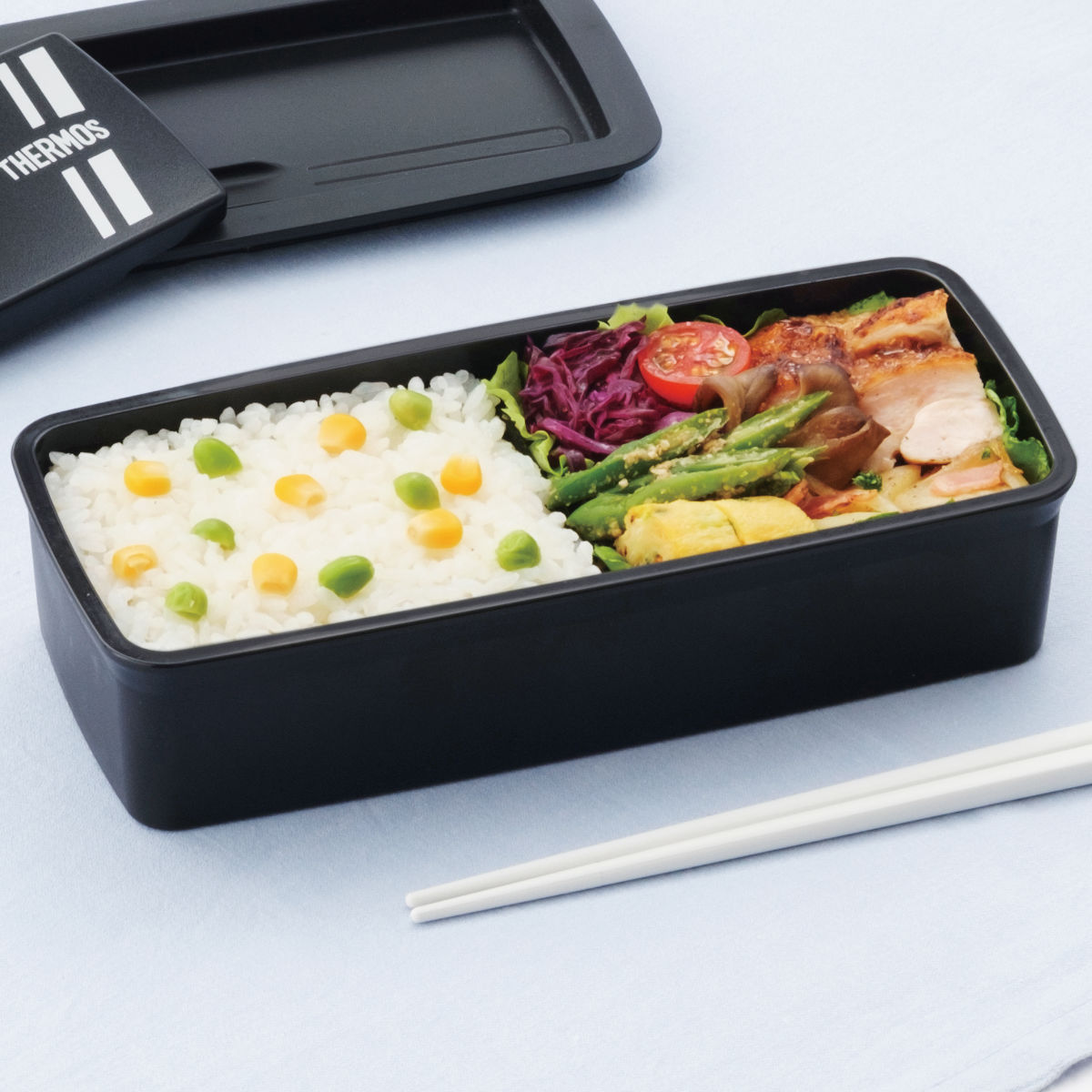 サーモス 弁当箱 1段 700ml フレッシュランチボックス ( THERMOS お弁当 レンジ対応 食洗機対応 ランチボックス メンズ 弁当 一段 食洗機OK レンジOK 一段弁当箱 箸 付き セット 仕切付き 男子 シンプル )