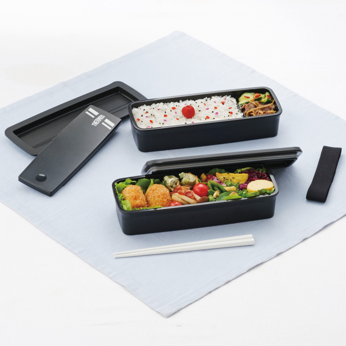 サーモス 弁当箱 2段 980ml フレッシュランチボックス ( THERMOS お弁当 レンジ対応 食洗機対応 ランチボックス メンズ 弁当 一段 食洗機OK レンジOK 一段弁当箱 箸 付き セット 仕切付き 男子 シンプル 大容量 )