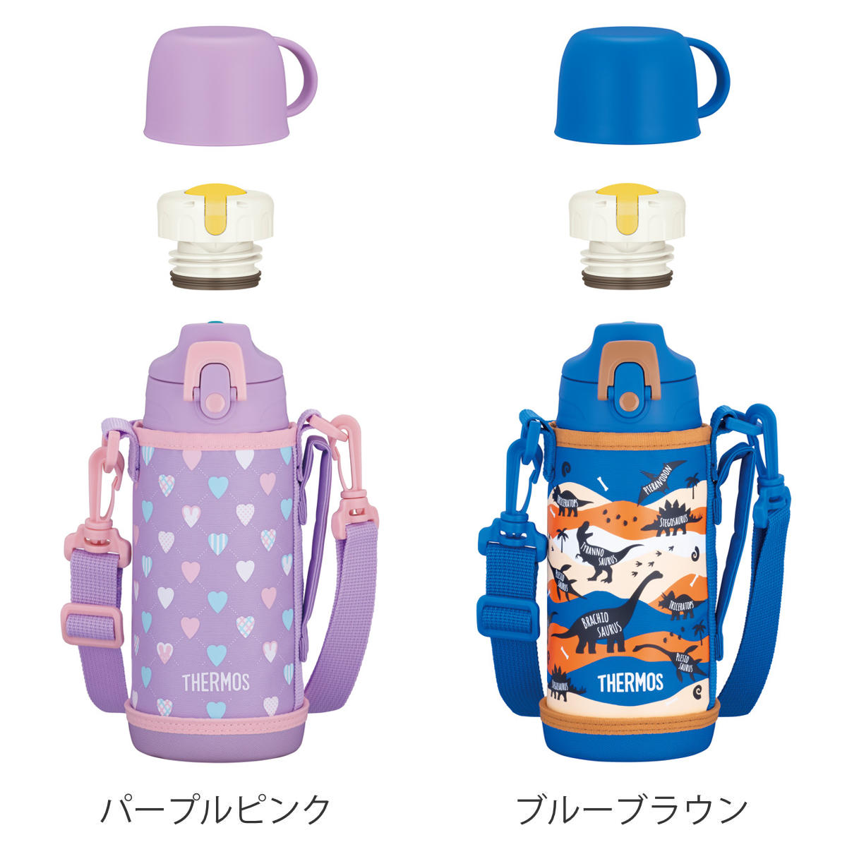 サーモス 水筒 600ml 真空断熱2ウェイボトル FJJ-602WF ( THERMOS 保温 保冷 子供 ワンタッチ ステンレスボトルル スポーツ飲料対応 0.6L 2way 直飲み コップ飲み スポーツドリンク対応 スポーツボトル ダイレクト ボトル キッズ ) 【ブルーブラウン】 ブルーブラウン