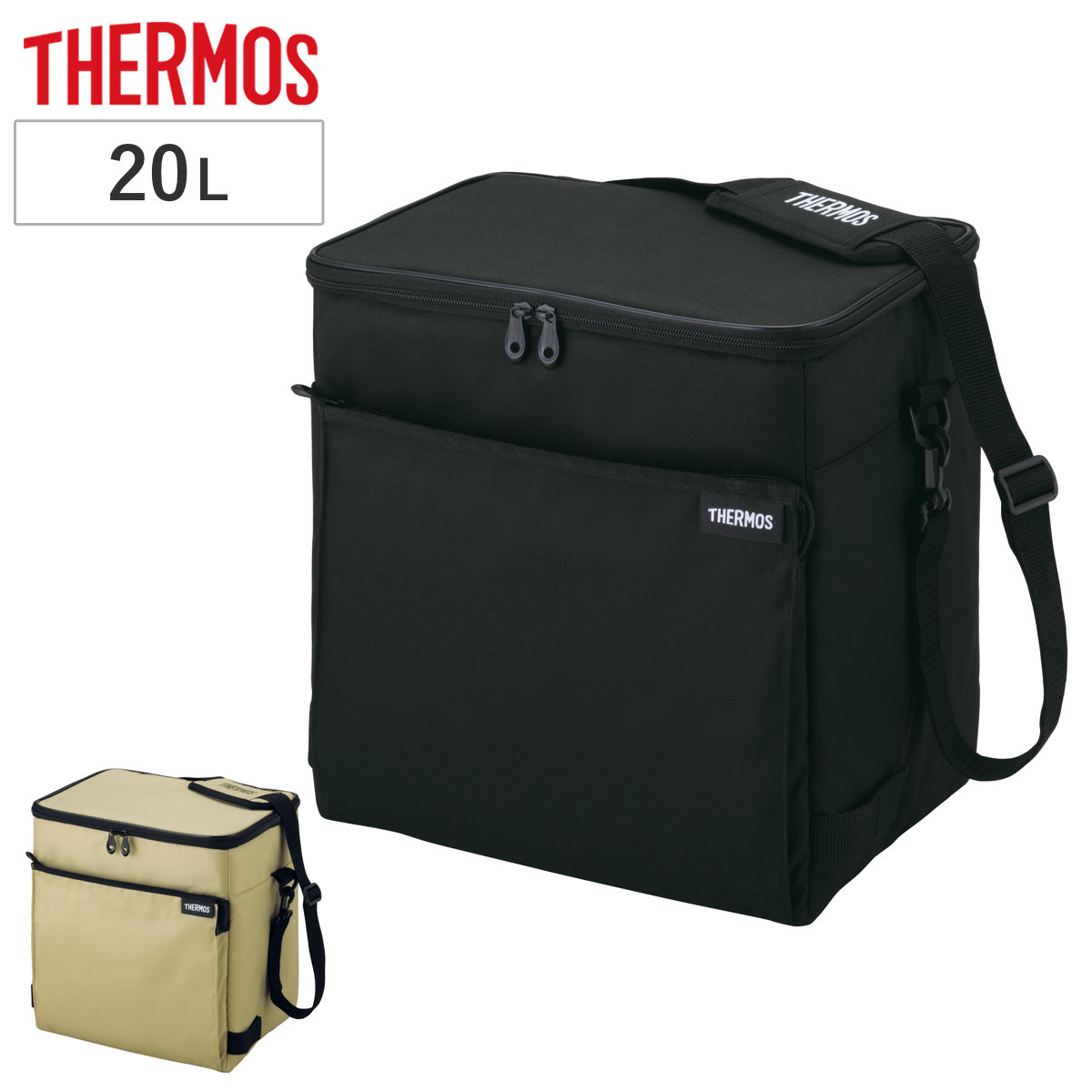 サーモス 保冷バッグ 20L ソフトクーラー RFD-0201 ( THERMOS クーラーバッグ 折りたたみ 保冷 20リットル 小型 コンパクト 2WAY エコバッグ 軽量 折り畳み メッシュポケット付き ショルダーベルト クーラートートバッグ ) 【オールブラック】