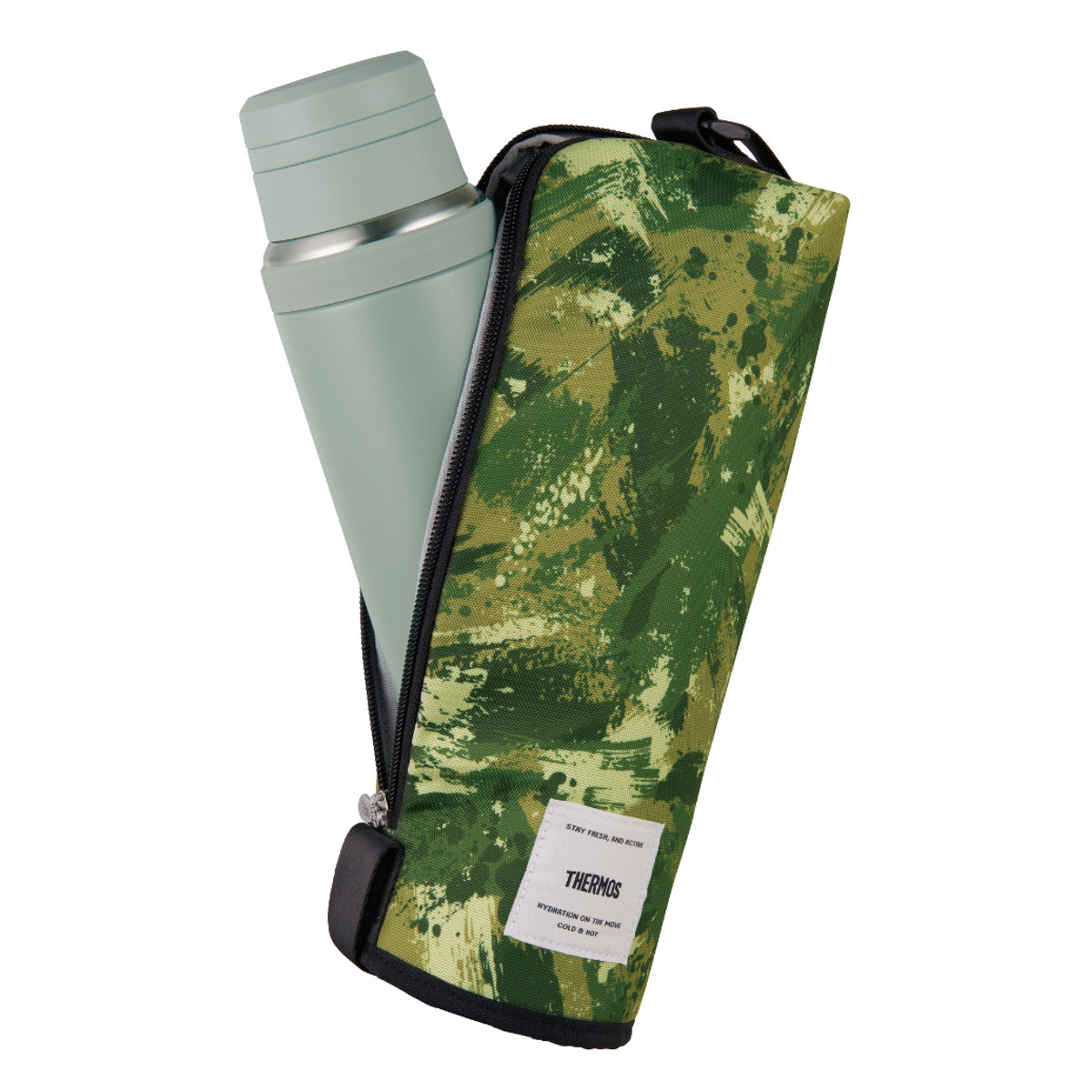 サーモス 水筒ポーチ 1L用 保冷マイボトルポーチ APL-1000 ( THERMOS 保冷 水筒カバー 水筒ケース ボトルケース マグボトルポーチ 水筒 すいとう カバー ケース ホルダー 持ち運び 保護 ストラップ ショルダーベルト ) 【グリーンカモフラージュ】 グリーンカモフラージュ