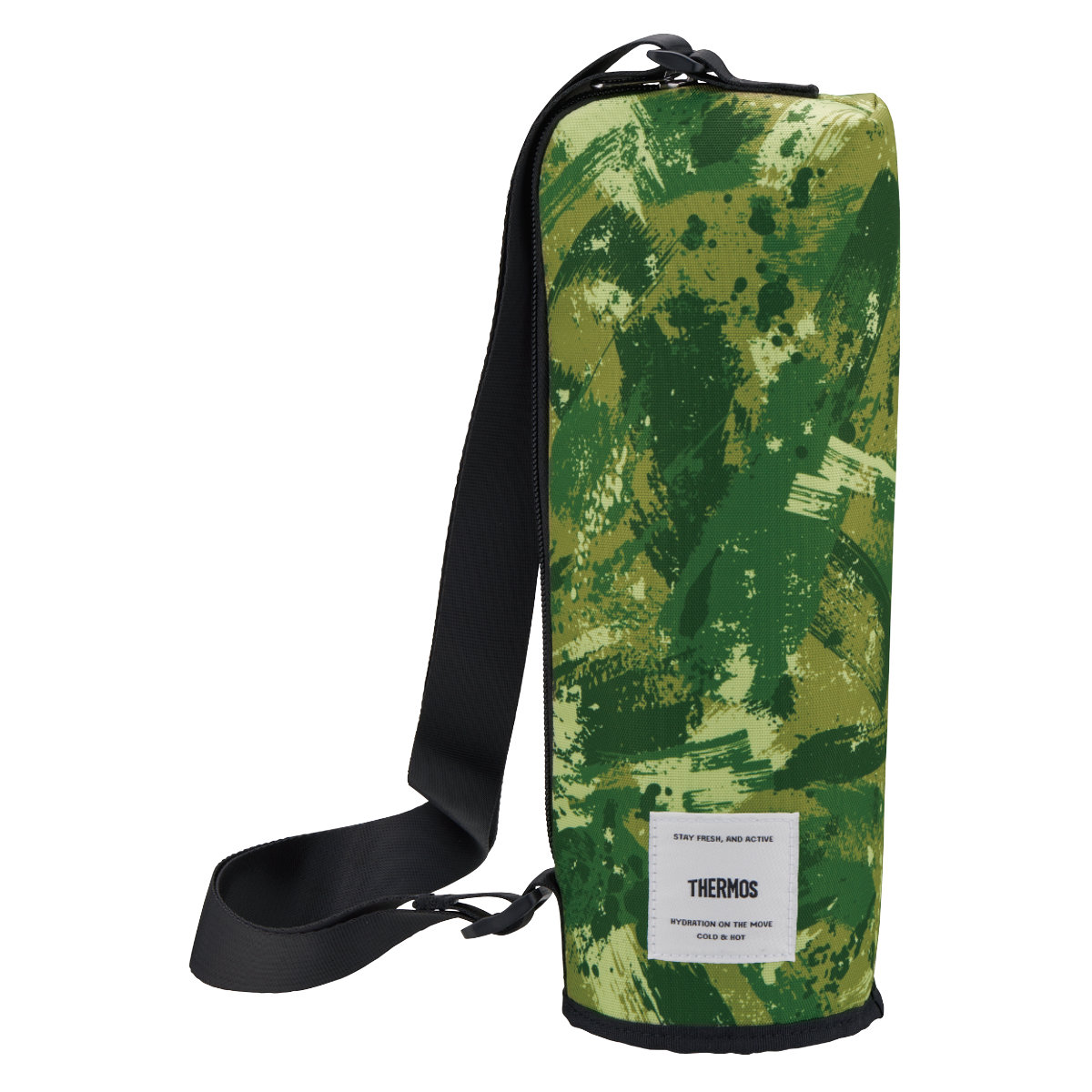 サーモス 水筒ポーチ 1L用 保冷マイボトルポーチ APL-1000 ( THERMOS 保冷 水筒カバー 水筒ケース ボトルケース マグボトルポーチ 水筒 すいとう カバー ケース ホルダー 持ち運び 保護 ストラップ ショルダーベルト ) 【グリーンカモフラージュ】 グリーンカモフラージュ
