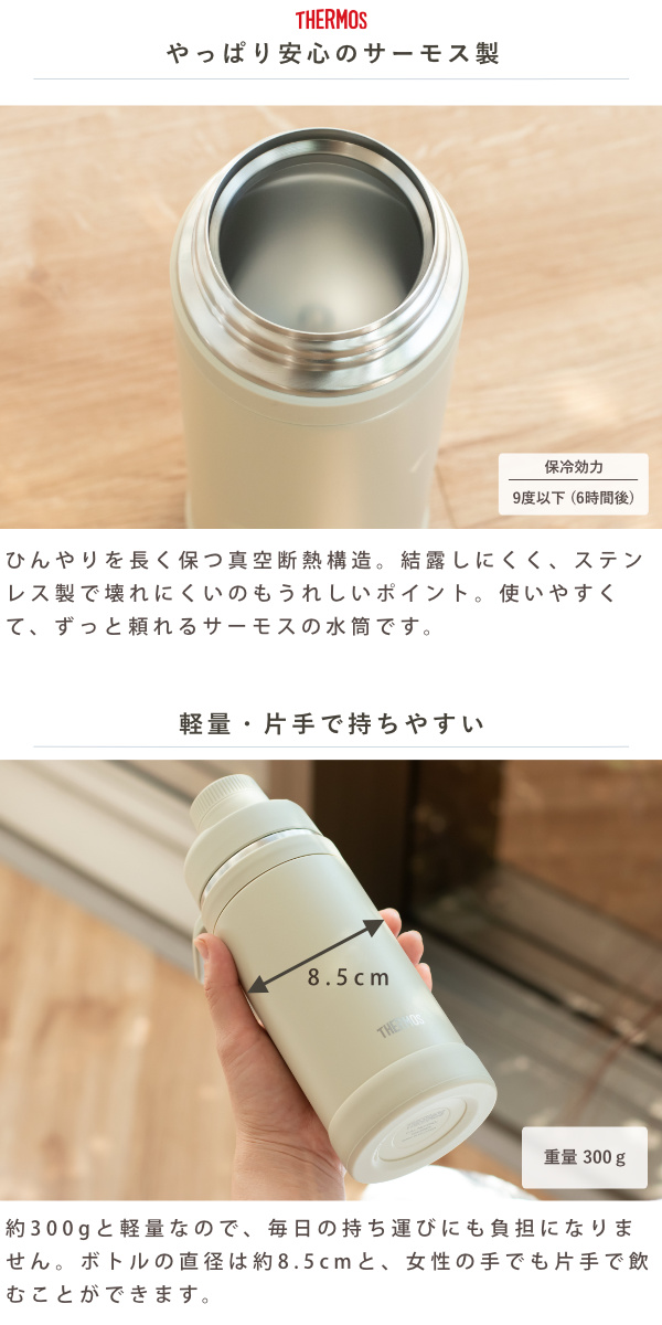 サーモス 水筒 750ml 真空断熱スポーツボトル 保冷専用 ( THERMOS 保冷 食洗機対応 直飲み ダイレクトボトル スポーツドリンク対応 軽量 食洗器OK スポーツ飲料対応 ステンレス ステンレスボトル マイボトル ボトル おしゃれ 大人 ) 【カーキ】 カーキ