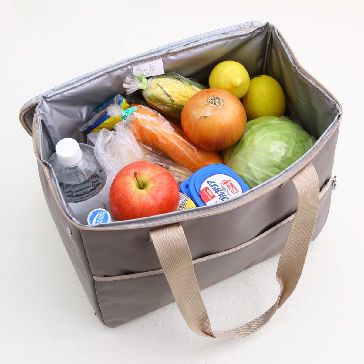 サーモス エコバッグ 25L 保冷 ショッピングバッグ ボックス ( THERMOS マチ付き レジカゴ用 コンパクト 大容量 クーラーバッグ クーラートートバッグ ソフトクーラー 折りたたみ 買い物かご バッグ かばん 鞄 クーラーボックス ) 【グレージュ】 グレージュ