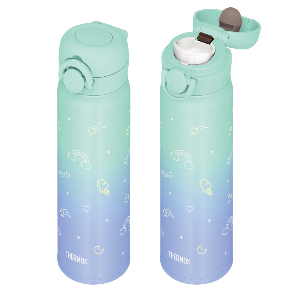 サーモス 水筒 500ml 真空断熱ケータイマグ 直飲み JNR-504G ( THERMOS 保温 保冷 軽量 ステンレスボトル ワンタッチ マグボトル スポーツドリンク ボトル 真空断熱 ダイレクトボトル 直のみ すいとう ステンレス ワンプッシュ ) 【パステルブルー】 パステルブルー