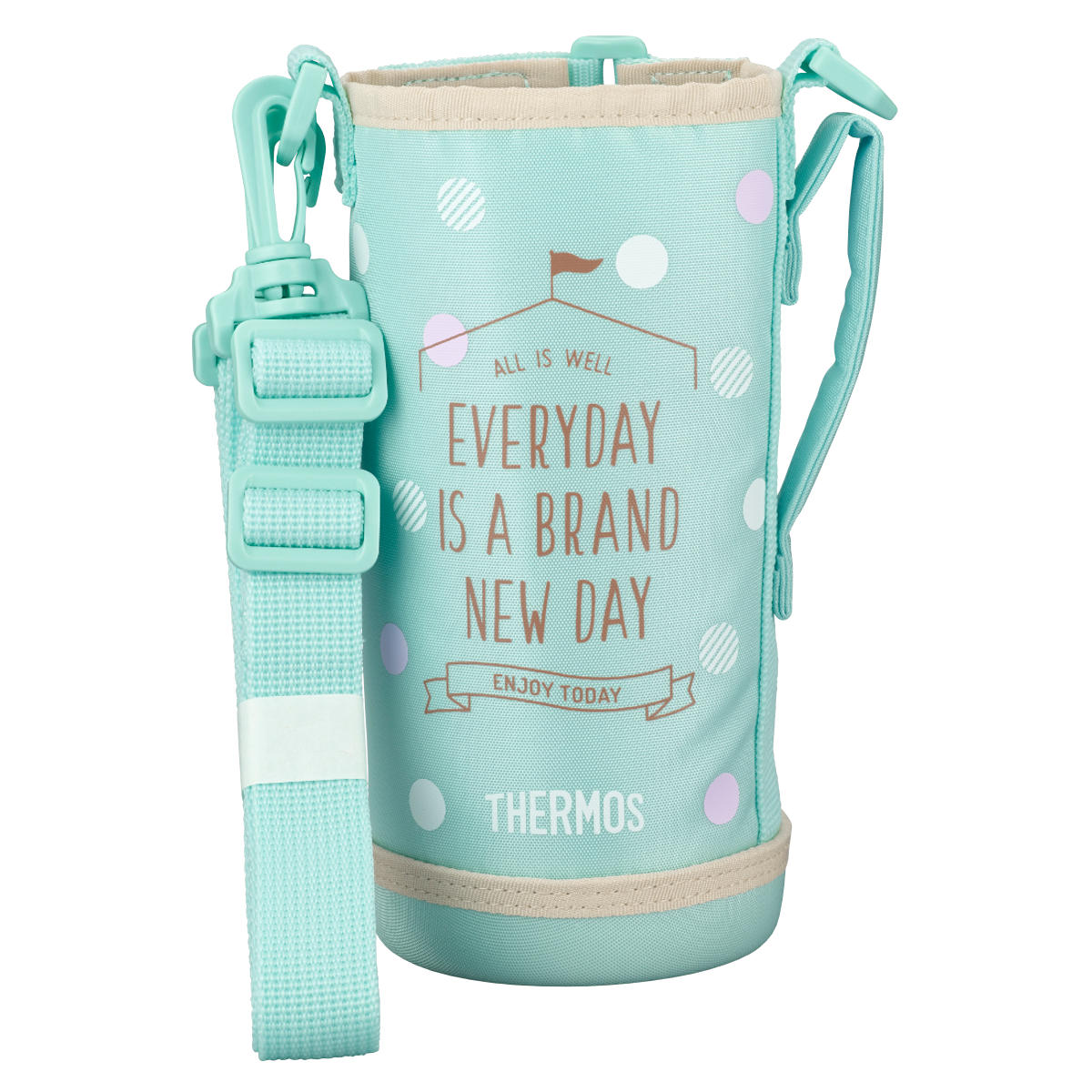サーモス カバー ストラップ付 水筒 FJJ-800WF 専用 ( THERMOS ポーチ ケース 対応 パーツ 部品 のみ 水筒カバー 専用パーツ 専用部品 水筒用パーツ 交換 交換用 替え ) 【ミントドット】 ミントドット