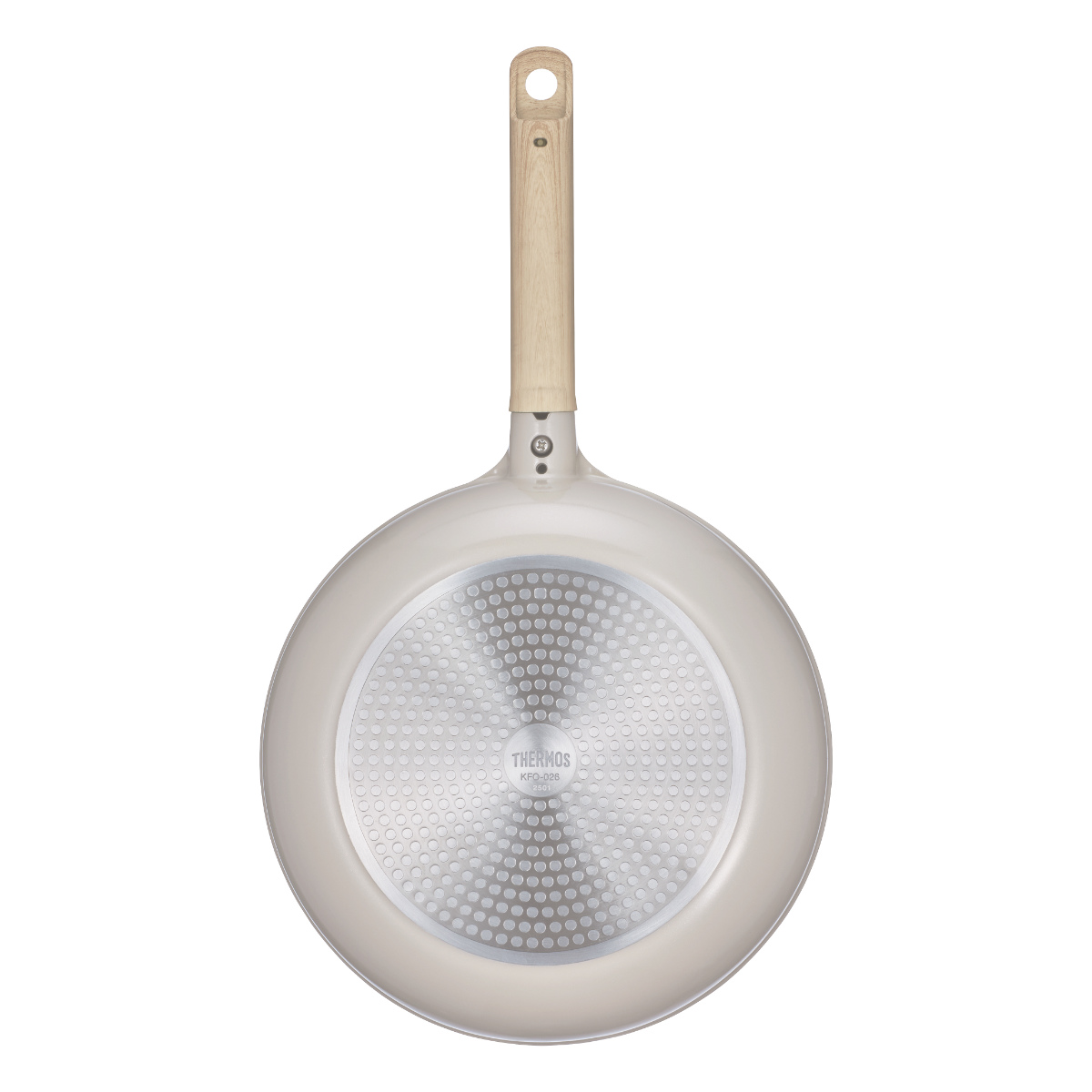 サーモス フライパン 26cm IH対応 セラプロテクト セラミック ( THERMOS ガス火対応 片手鍋 炒め鍋 セラミック加工 軽い 深型 軽量 丈夫 長持ち PFOA&PFOSフリー セラプロテクトコート グレージュ 木目調ハンドル )