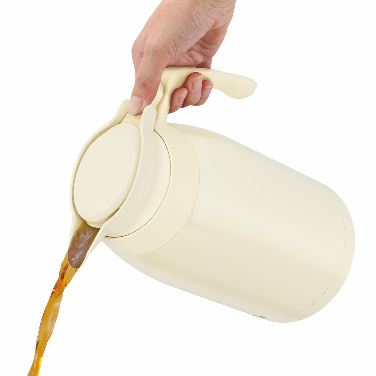 サーモス ポット 2L ステンレスポット ( THERMOS ステンレス 保温 保冷 食洗機対応 卓上ポット ステンレス製 おしゃれ ワンタッチ 魔法びん構造 広口設計 軽量 コンパクト 持ち運び 節約 ) 【ブラウン】 ブラウン