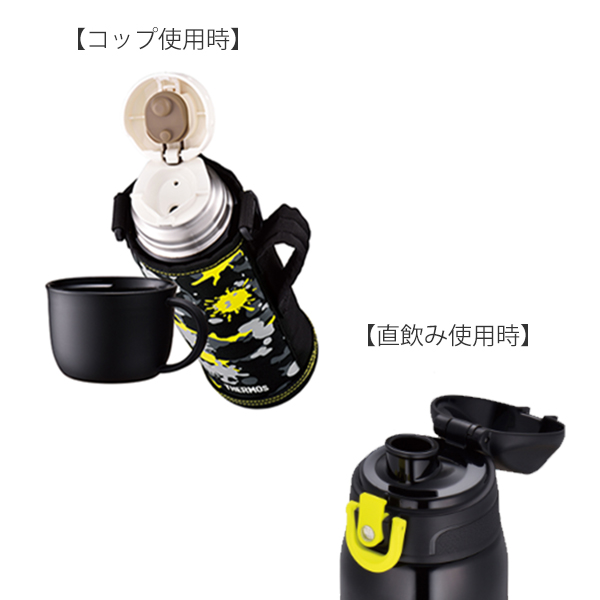 Dショッピング 水筒 サーモス Thermos 真空断熱 2ウェイボトル 直飲み コップ付 Fho 1001wf 1000ml 1l 保温 保冷 ステンレス スポーツドリンク対応 2way カバー付 ショルダーベルト 子供用水筒 子供用 直飲み コップ カバー付き チョコペイント