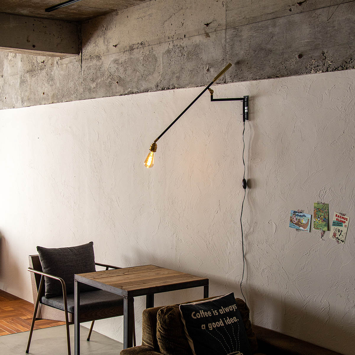 ウォールライト 1灯 LED電球付き DECKS アームウォールHALF 間接照明 gram eight グラムエイト ( ブラケットライト 壁掛け照明 階段照明 玄関ライト シンプル 廊下 キッチン リビング 壁掛け 壁面照明 無骨 スイッチ式 電球付き ) 【ボール球】 ボール球