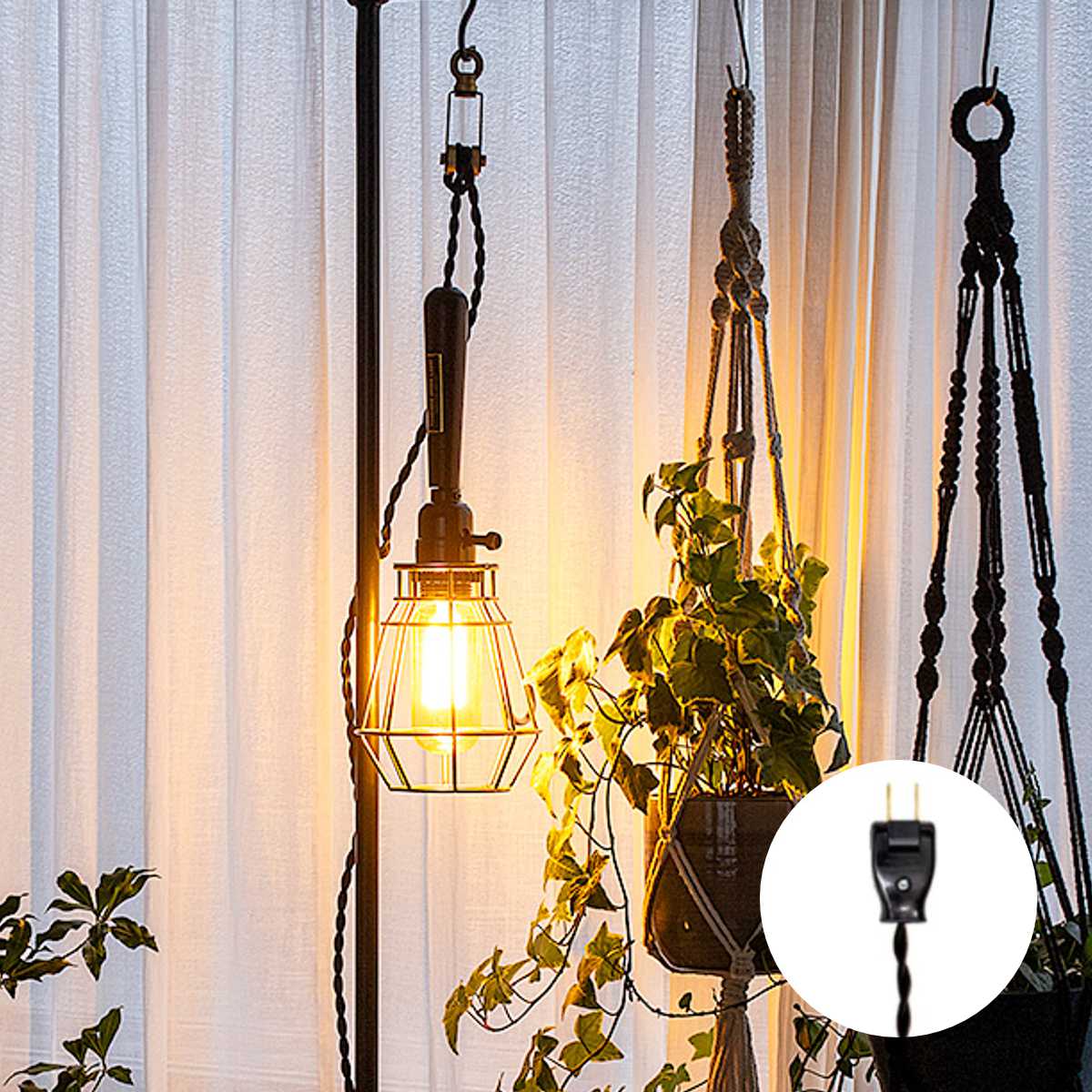 ペンダントライト 1灯 LED対応 ツバメ ワークランプ コンセントタイプ gram eight グラムエイト ( ワイヤーランプ 照明 LED 間接照明 ウォールライト 無骨 新潟 燕市 職人 木製ソケット 異素材 おしゃれ ステンレス フック付き ) 【シルバー】 シルバー