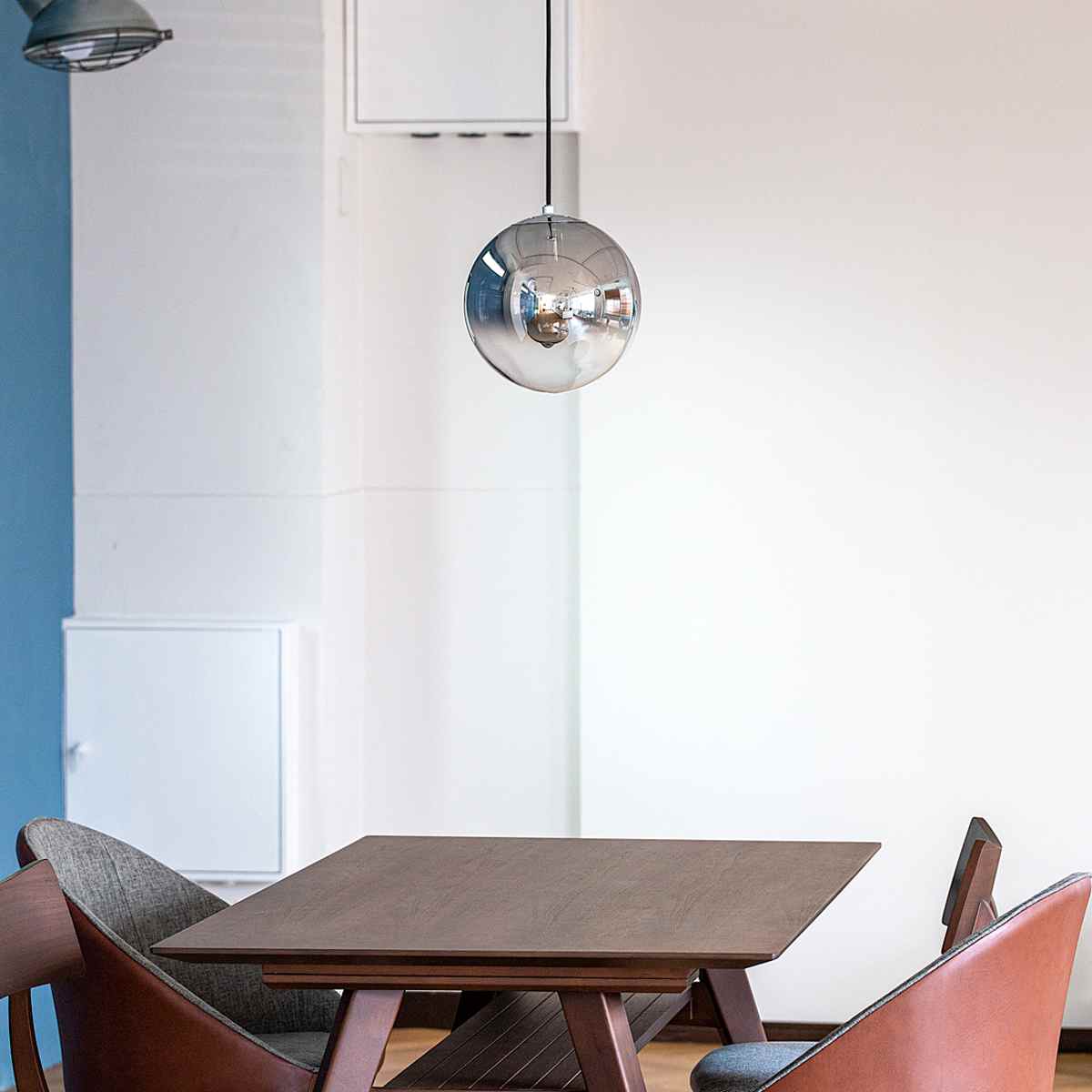 ペンダントライト 1灯 LED対応 KEUDA キューダ ガラス製 gram eight グラムエイト ( 天井照明 照明 照明器具 電気 ハーフミラー加工 球体 コード長さ調節 工事不要 ライト おしゃれ キッチン 廊下 ) 【シルバー】 シルバー