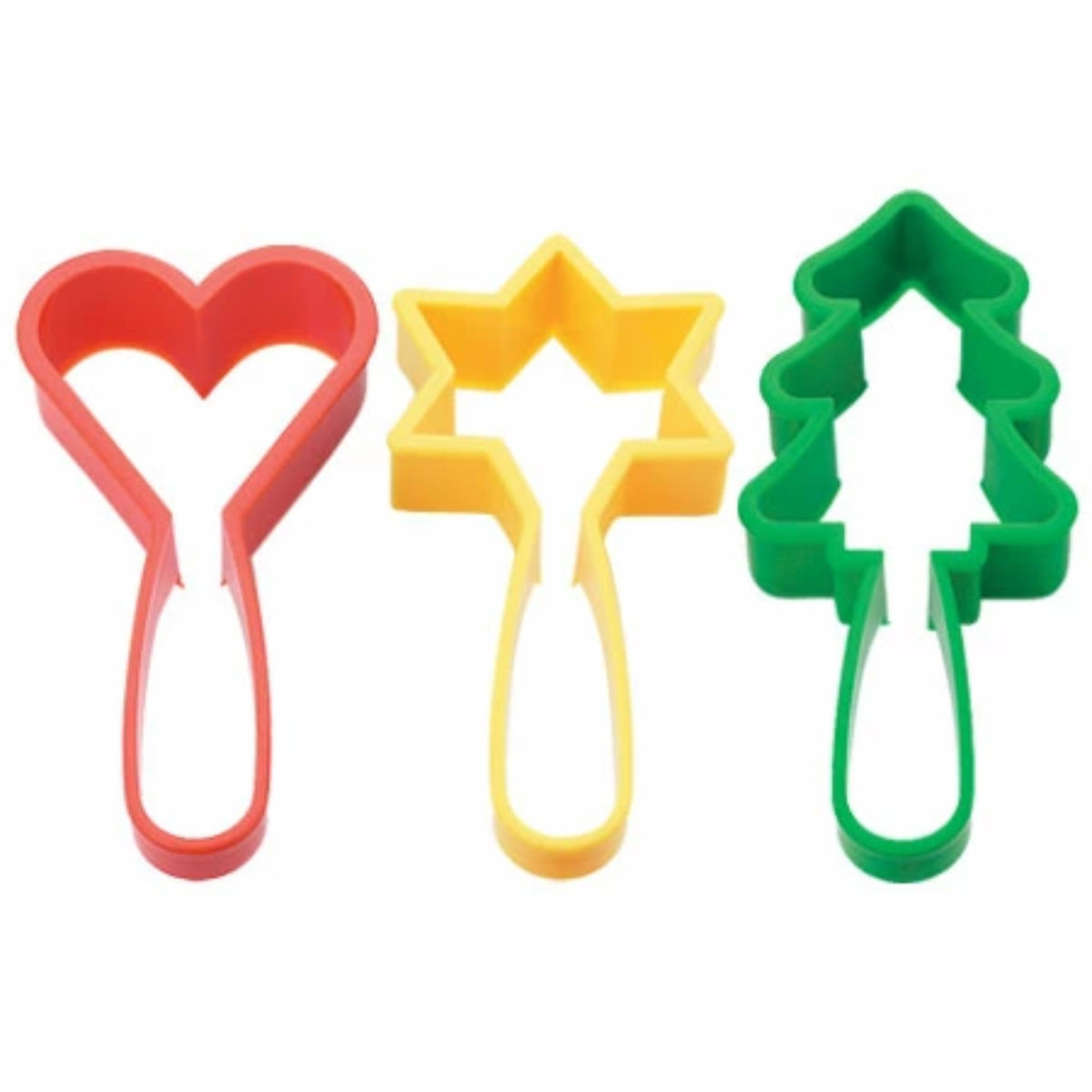 クッキー型 クッキーカッター ハンドルクッキー抜型 星ツリーハート 3個セット プラスチック製 ( 抜き型 製菓グッズ 抜型 クッキー抜型 手作り 製菓道具 お菓子作り クリスマス )