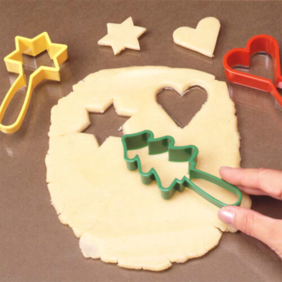 クッキー型 クッキーカッター ハンドルクッキー抜型 星ツリーハート 3個セット プラスチック製 ( 抜き型 製菓グッズ 抜型 クッキー抜型 手作り 製菓道具 お菓子作り クリスマス )