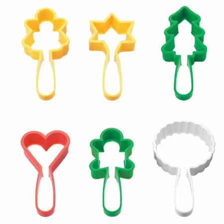 クッキー型 抜き型 星 ツリー ハート 人形 花 6個セット プラスチック製 ( クッキーカッター ハンドルクッキー抜型 抜型 クッキー抜型 製菓グッズ 手作り 製菓道具 お菓子作り クリスマス )