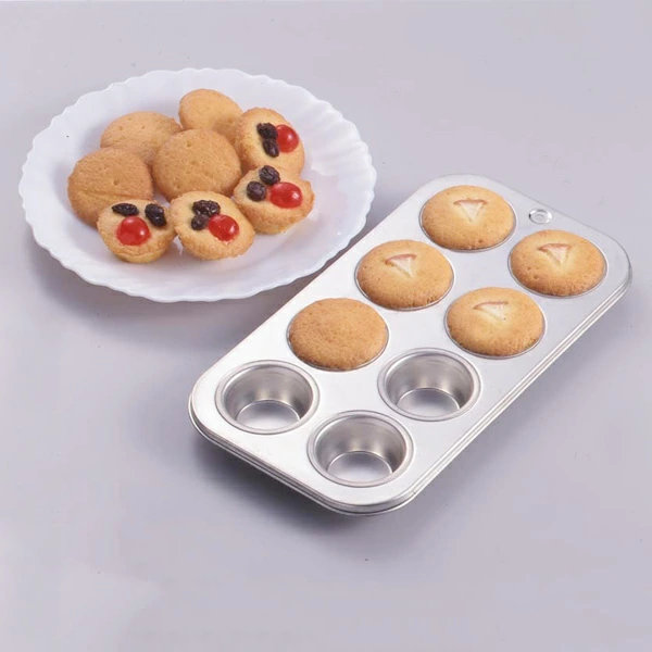 ケーキ型 ミニ 焼き型 丸型 8P スチール製 スズメッキ ( プチフール型 ミニケーキ型 製菓道具 焼型 お菓子作り )