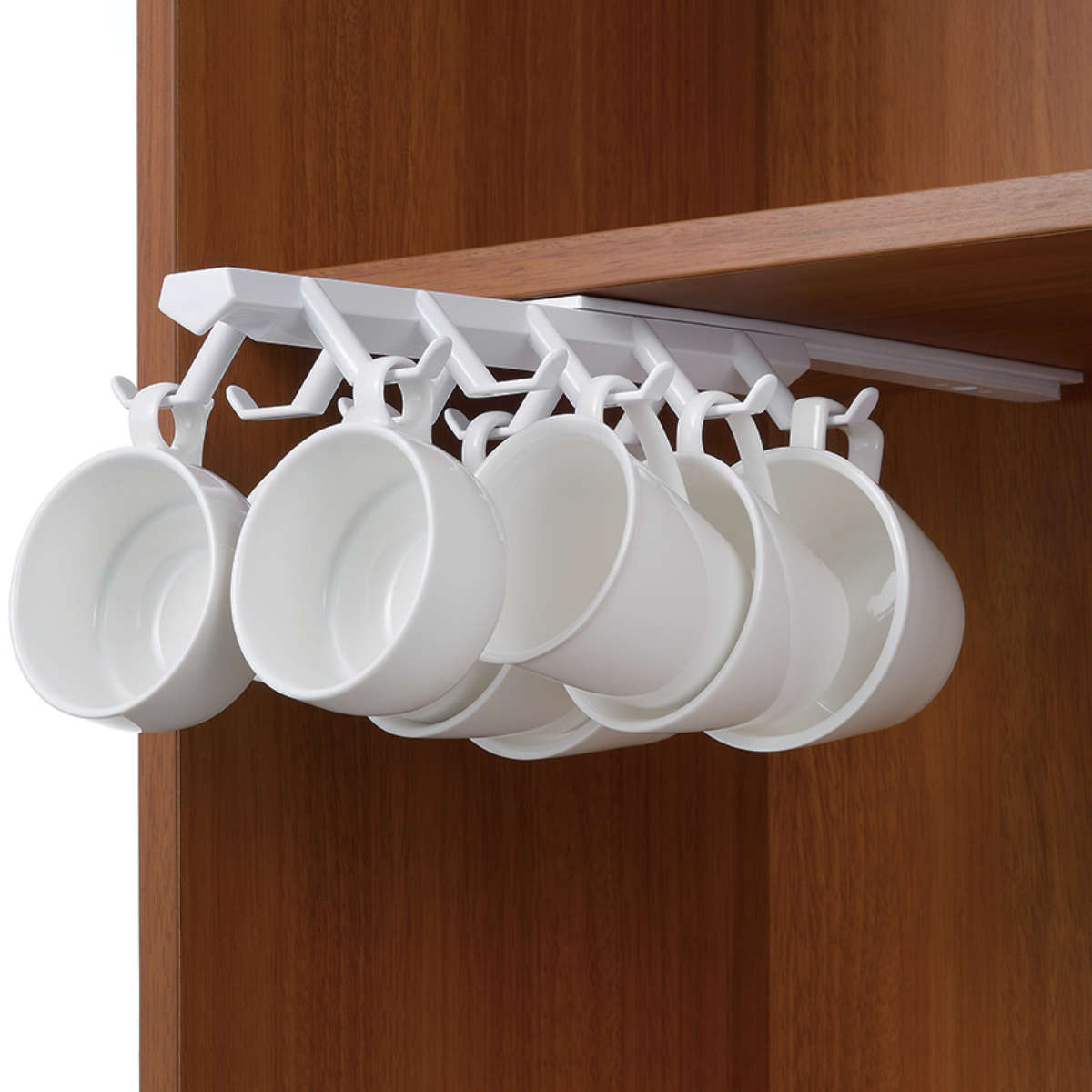 グラスホルダー スライディング カップラック （ マグカップハンガー カップハンガー カップホルダー 吊り下げ 棚下 日本製 スライド ラック 吊戸棚下 マグカップ コーヒーカップ 浮かせて収納 吊るす キッチン クローゼット ）