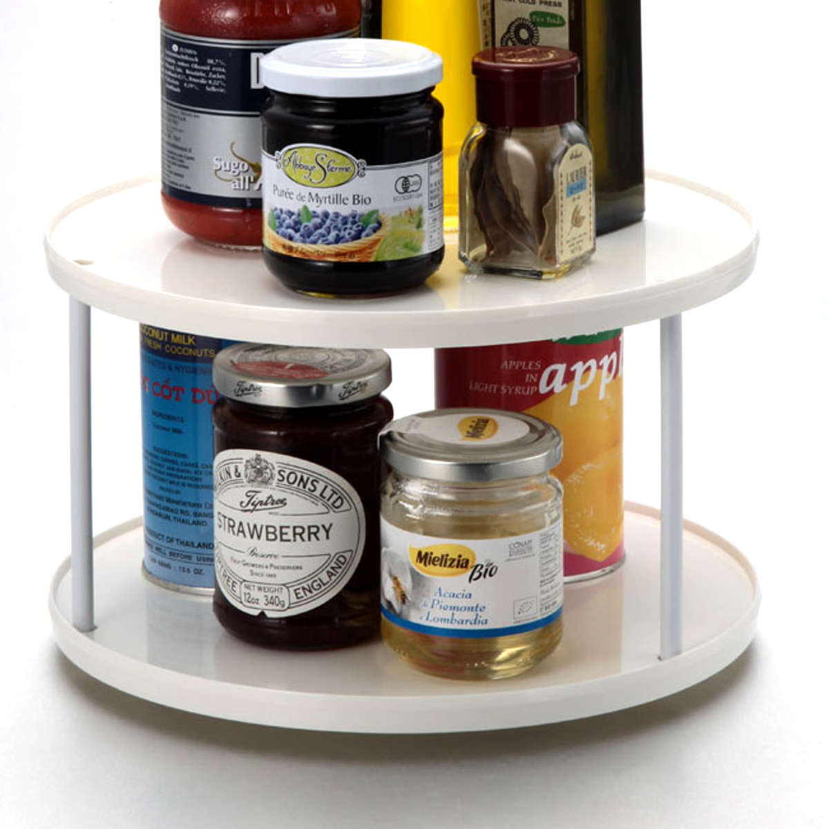 調味料ラック カルコ 回転カスター 2段 （ 冷蔵庫中 回転式仕切り付きトレー シンク下収納 回転式 調味料収納 冷蔵庫トレー コスメ収納 日本製 冷蔵庫収納 整理ボックス 整理用品 棚収納 お片付け 小物収納 冷蔵庫 収納 ）